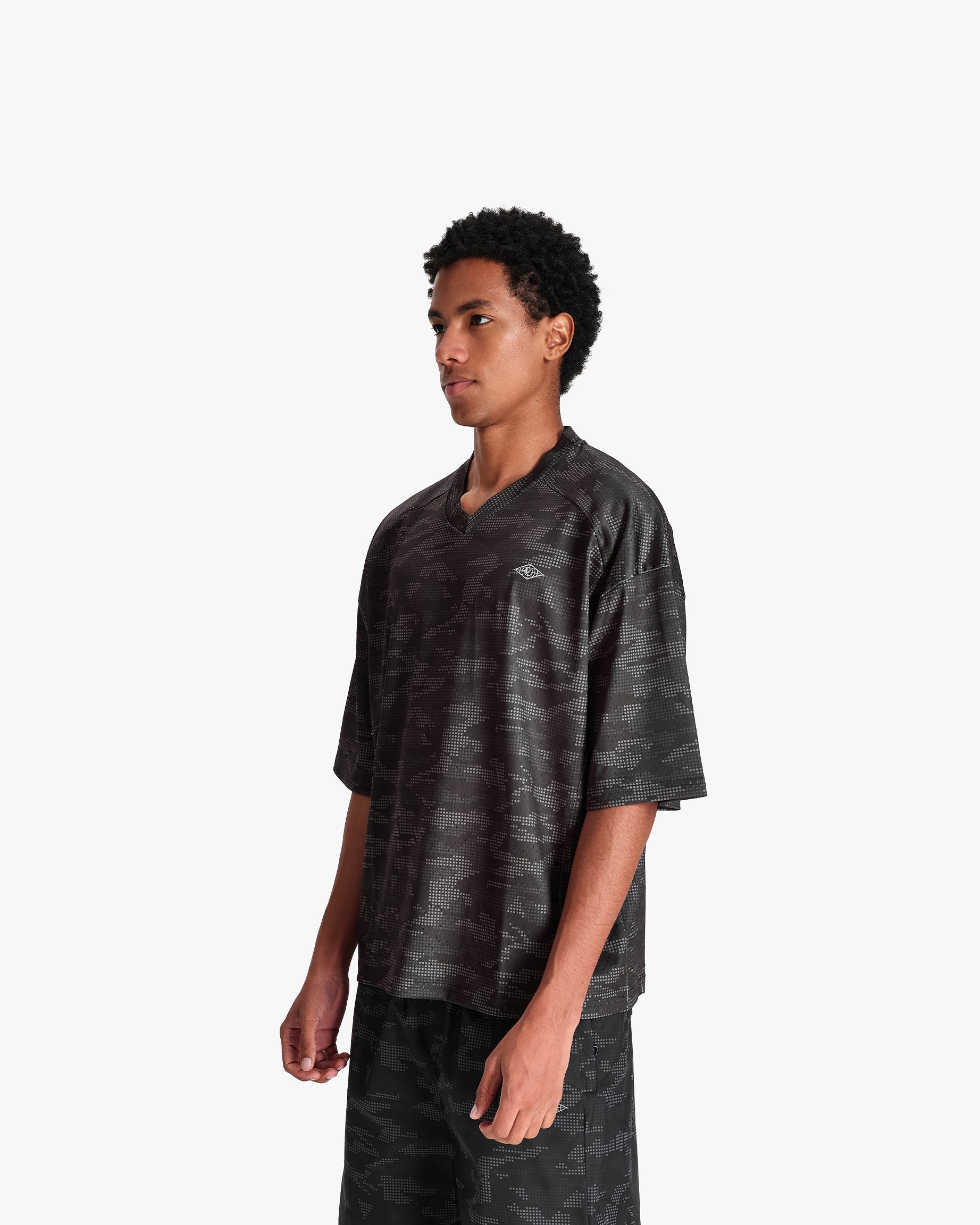 MESH JERSEY DOTTED CAMO BLACK