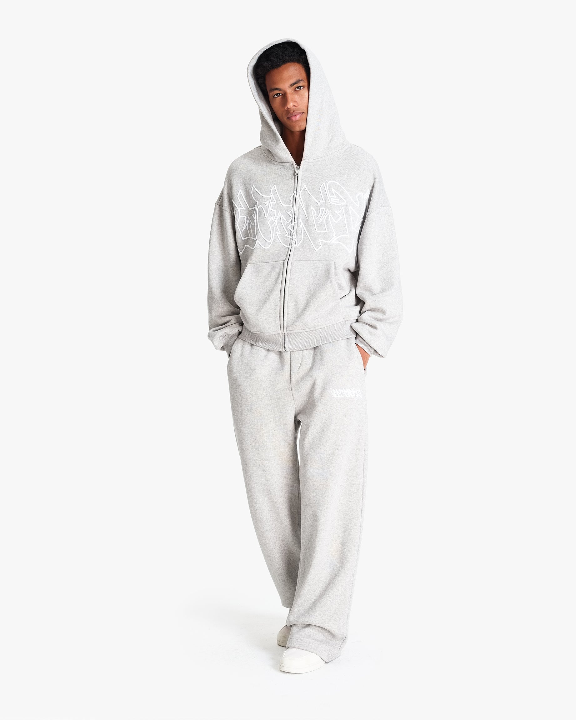 GRAFFITI ZIP-HOODIE GREY MELANGE