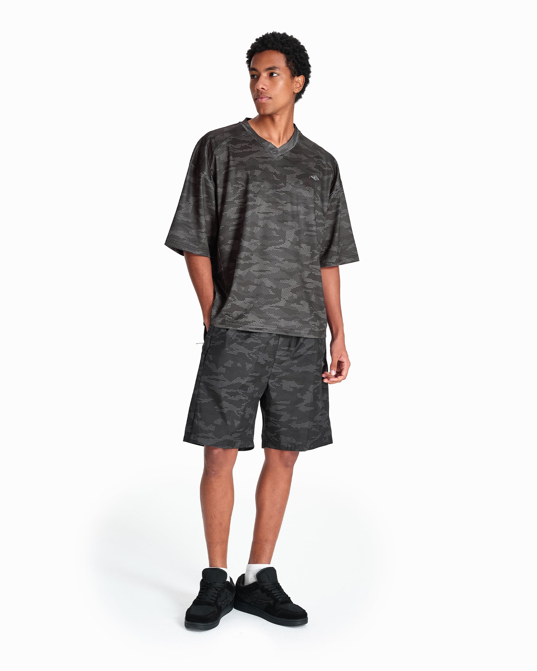 TRACK SHORTS DOTTED CAMO BLACK