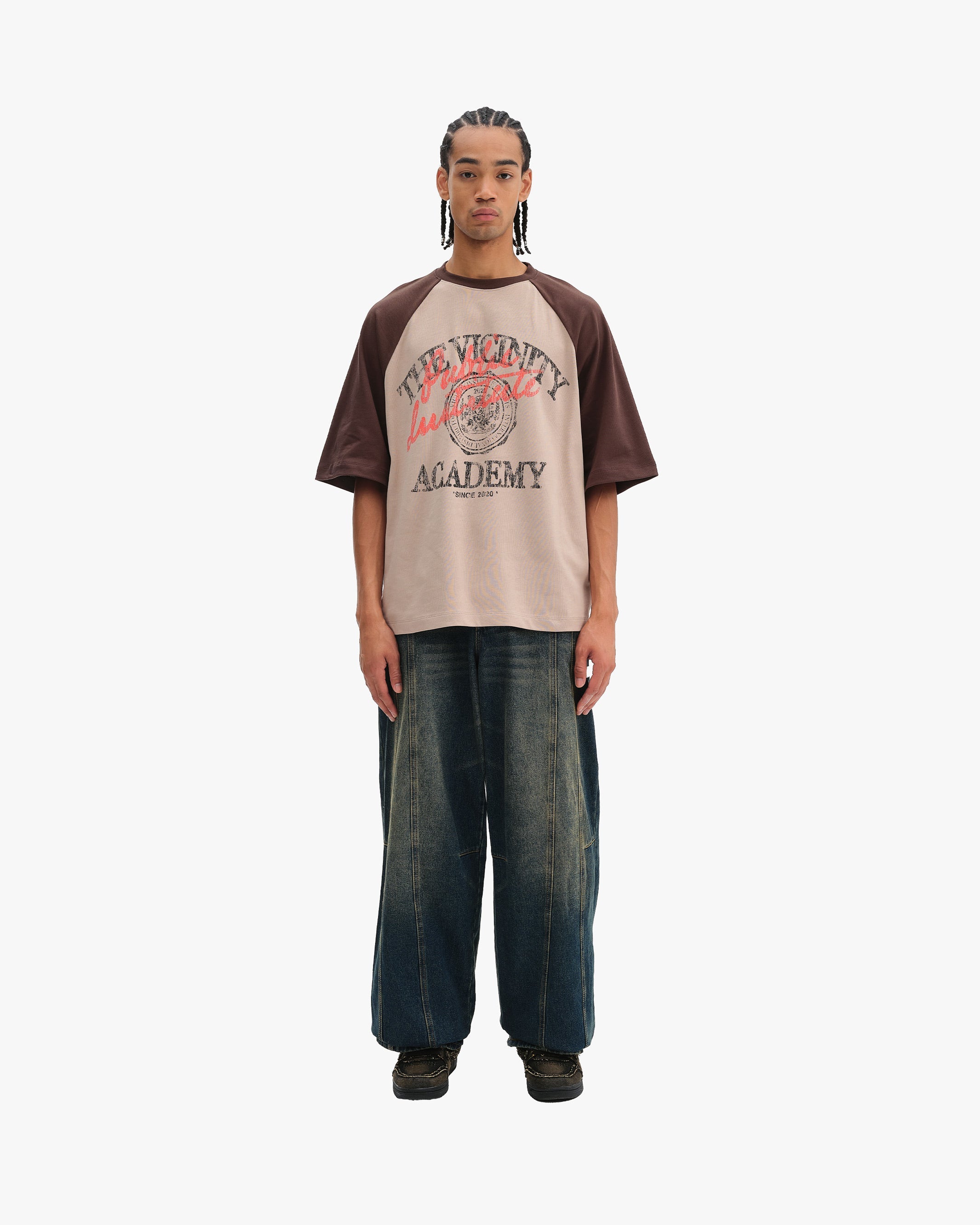 BICOLOR PUBLIC INSTITUTE TEE BROWN/CREAM