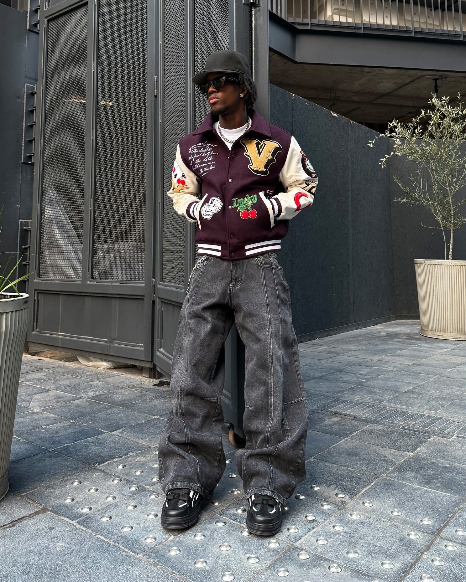 GAMBLER VARSITY JACKET BORDEAUX RED