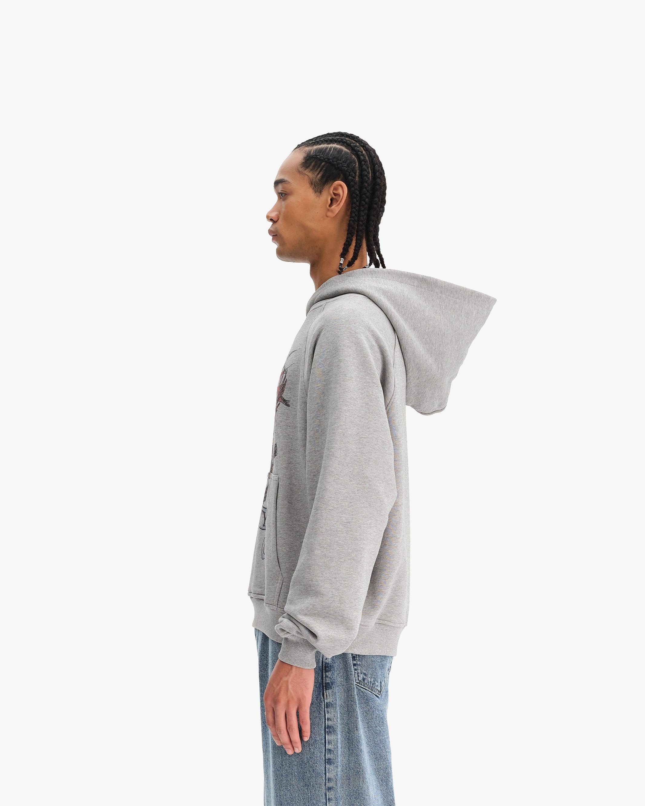 EAGLE TATTOO HOODIE MELANGE GREY