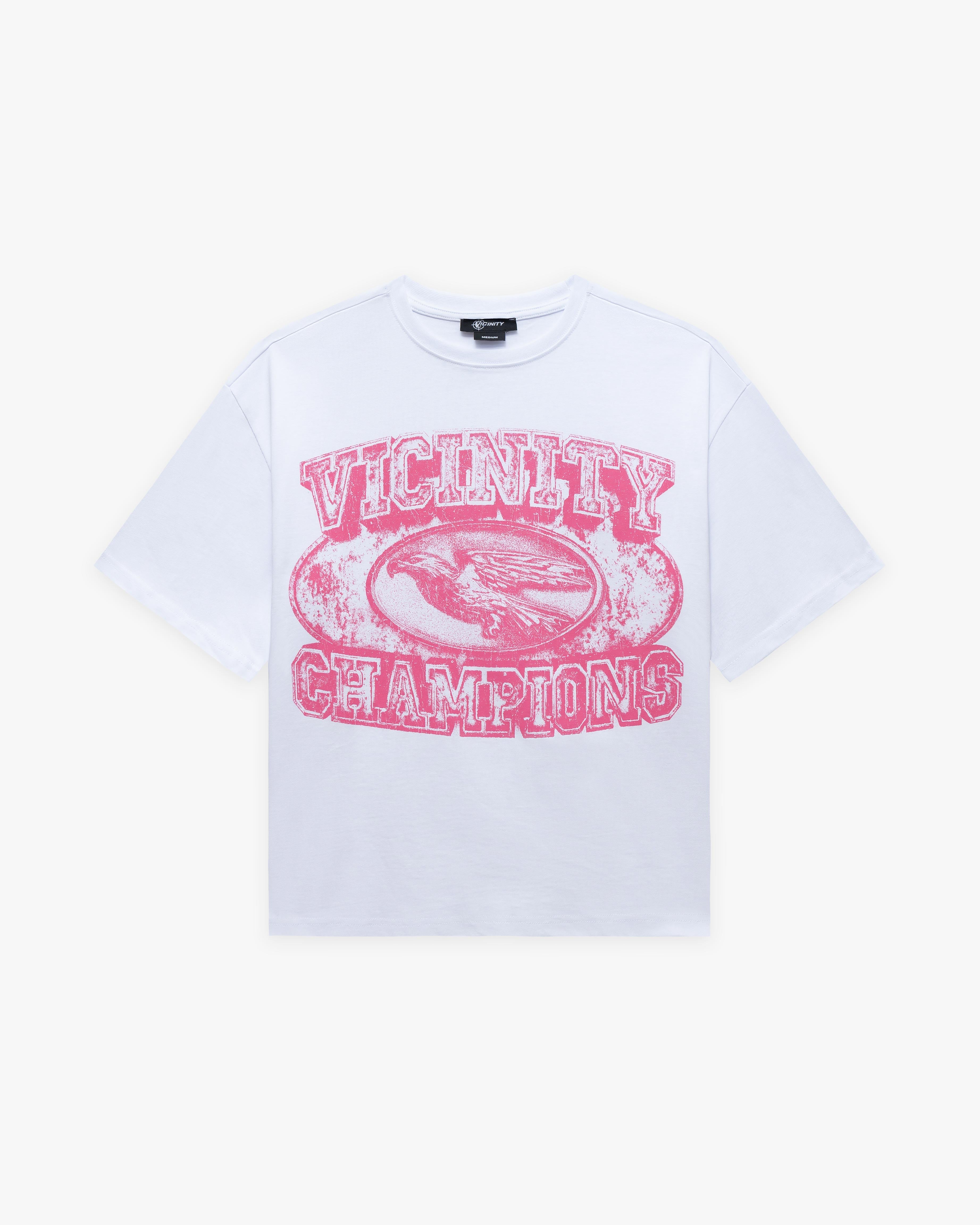 CHAMP EMBLEM TEE PINK/WHITE