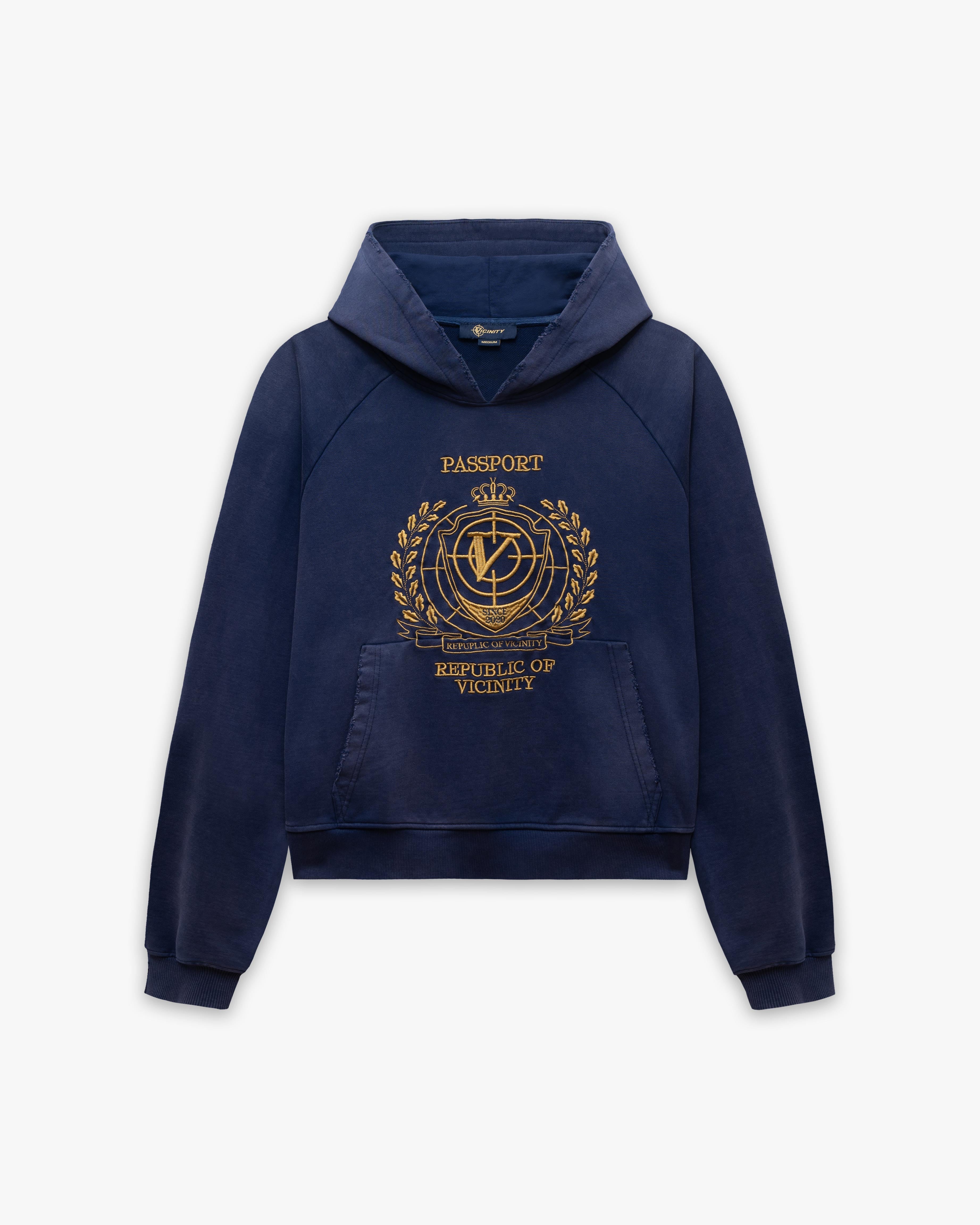 PASSPORT HOODIE WASHED BLUE
