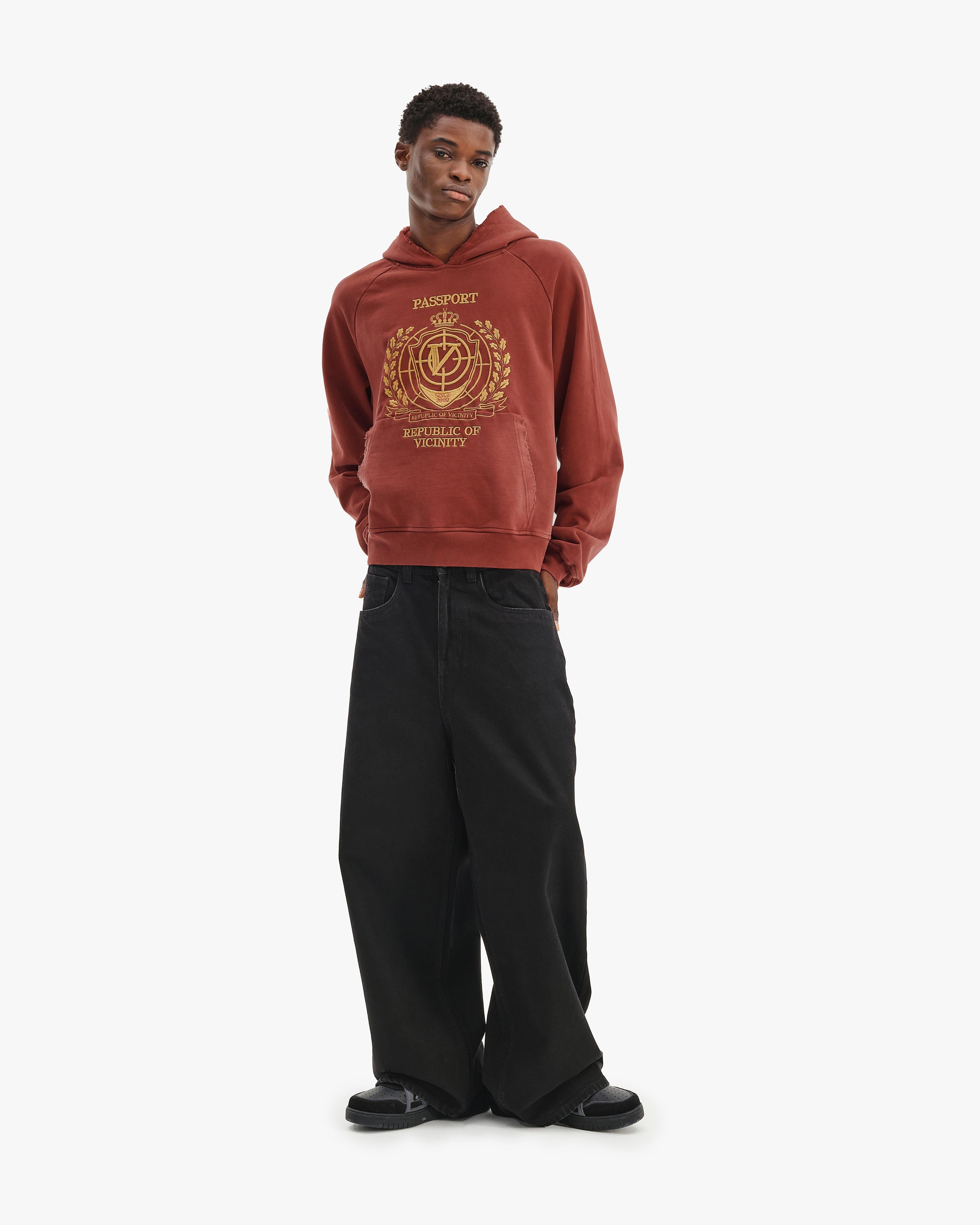 PASSPORT HOODIE WASHED RED