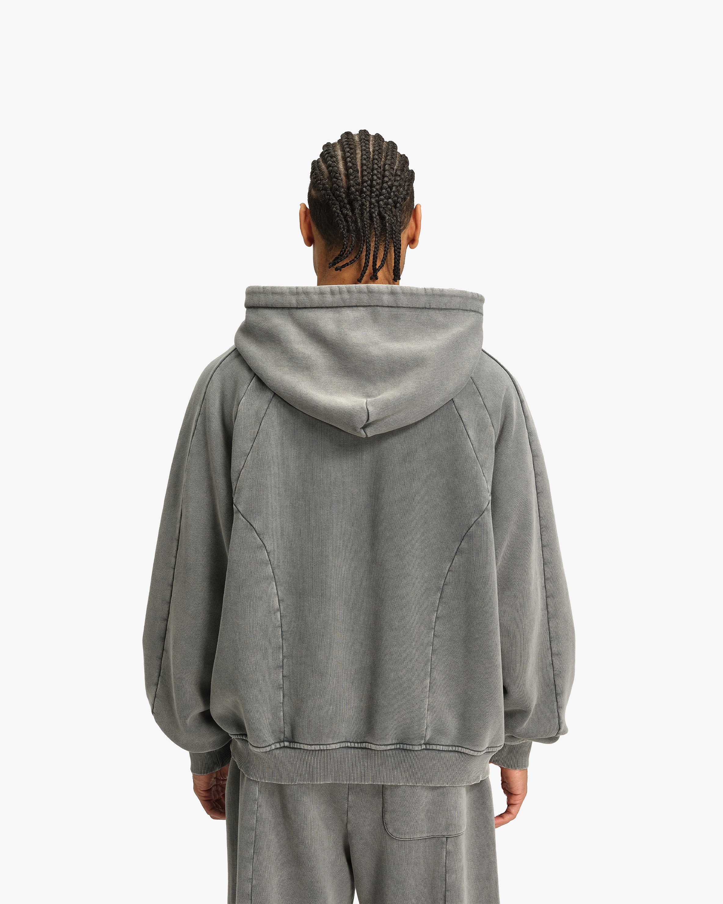 ACID WASHED HOODIE LIGHT GREY