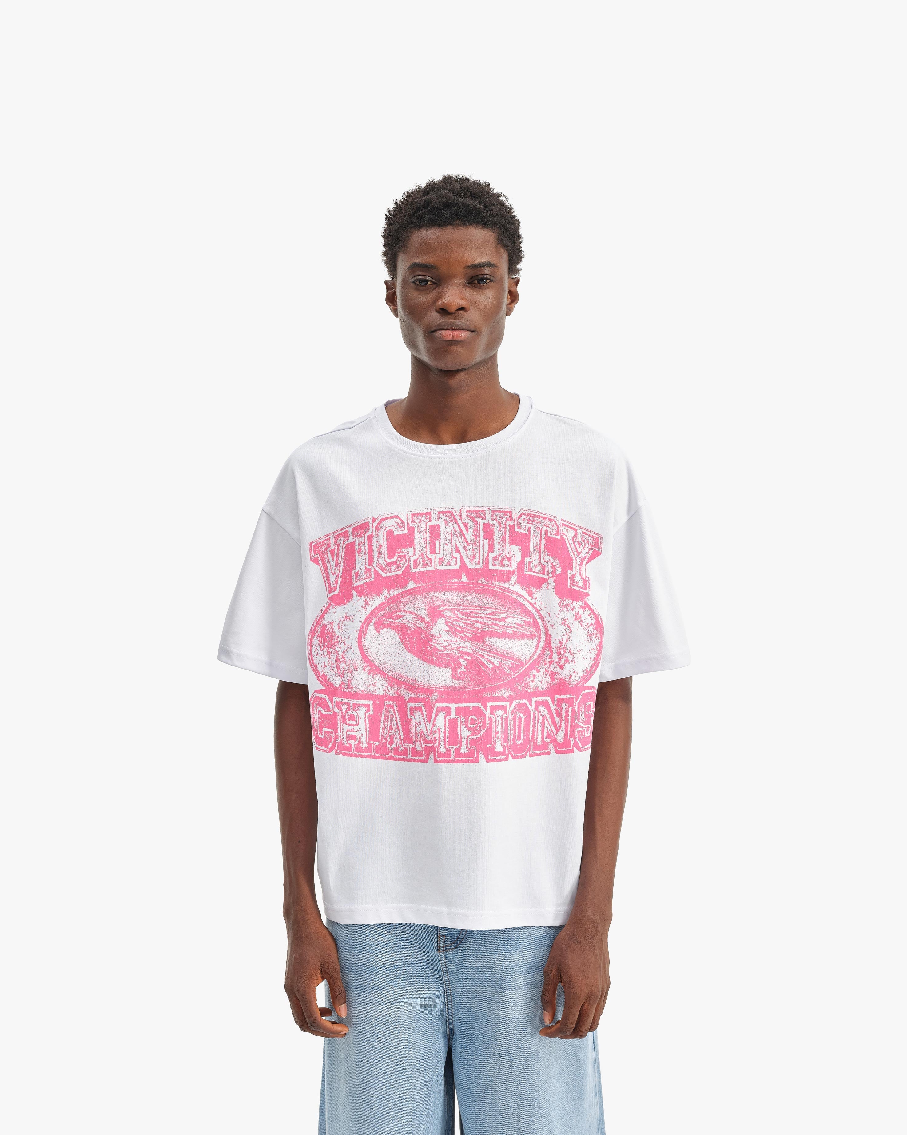 CHAMP EMBLEM TEE PINK/WHITE