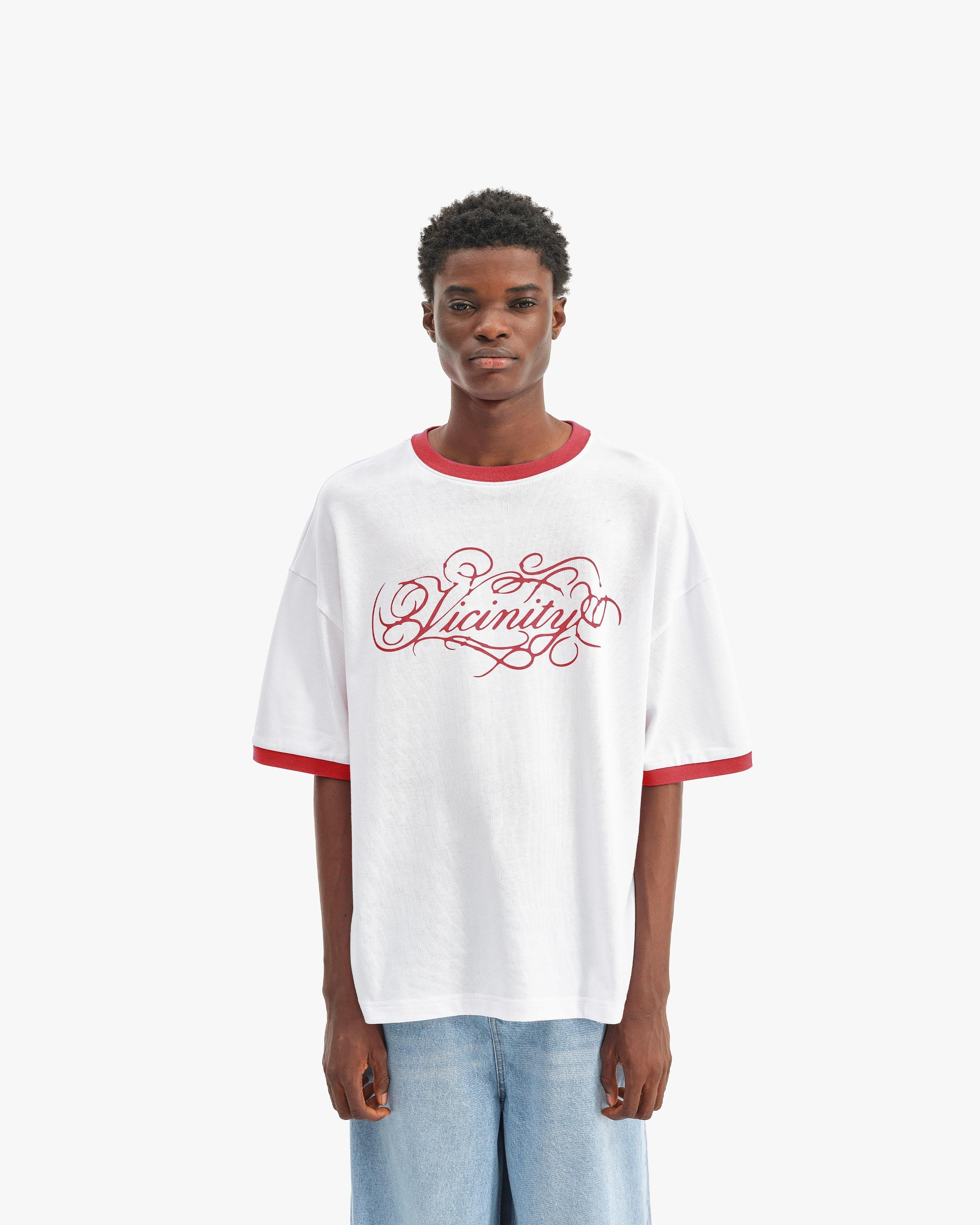 SIGNATURE TEE WHITE/RED