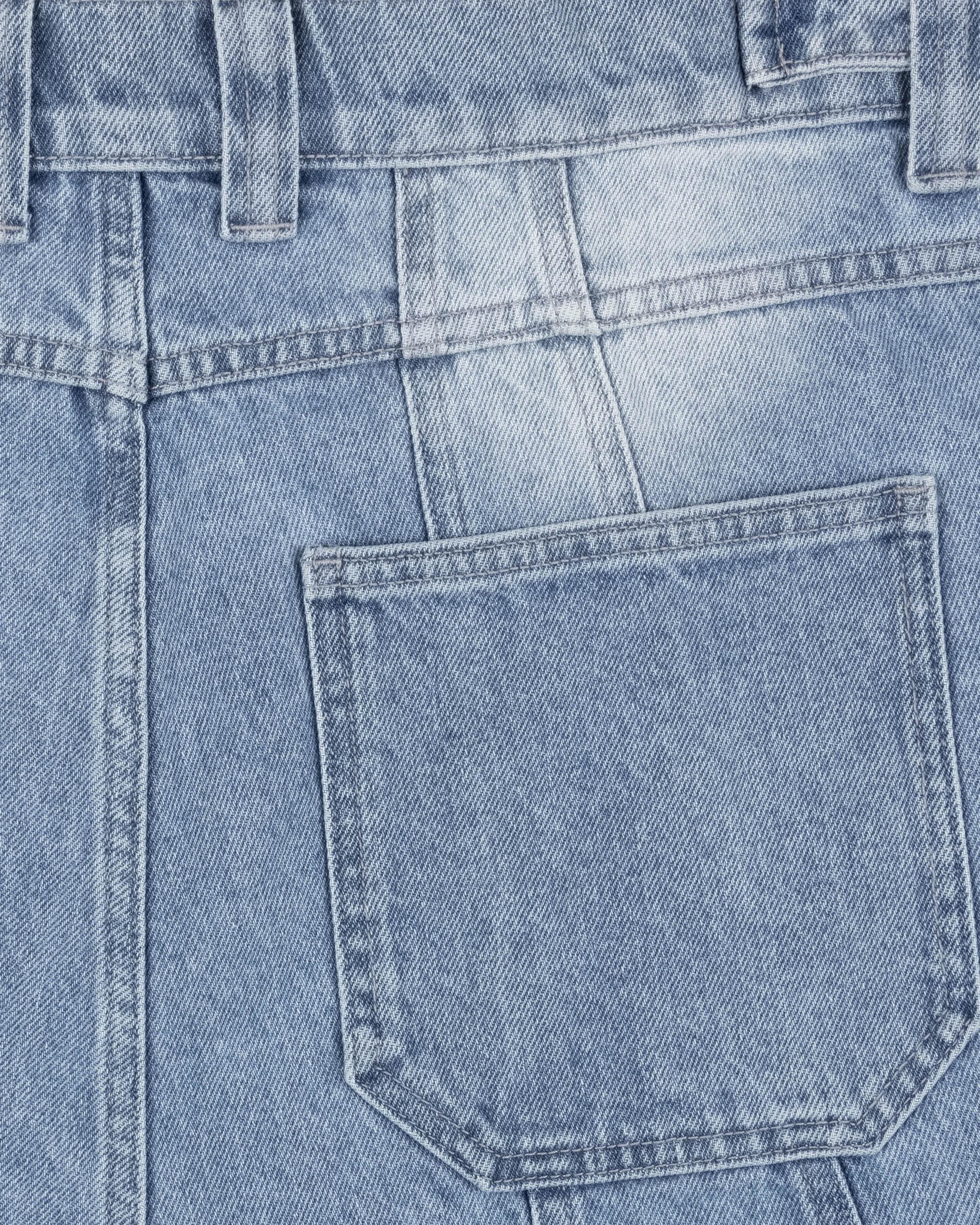 BLUE WASHED DENIM CARGO JORTS