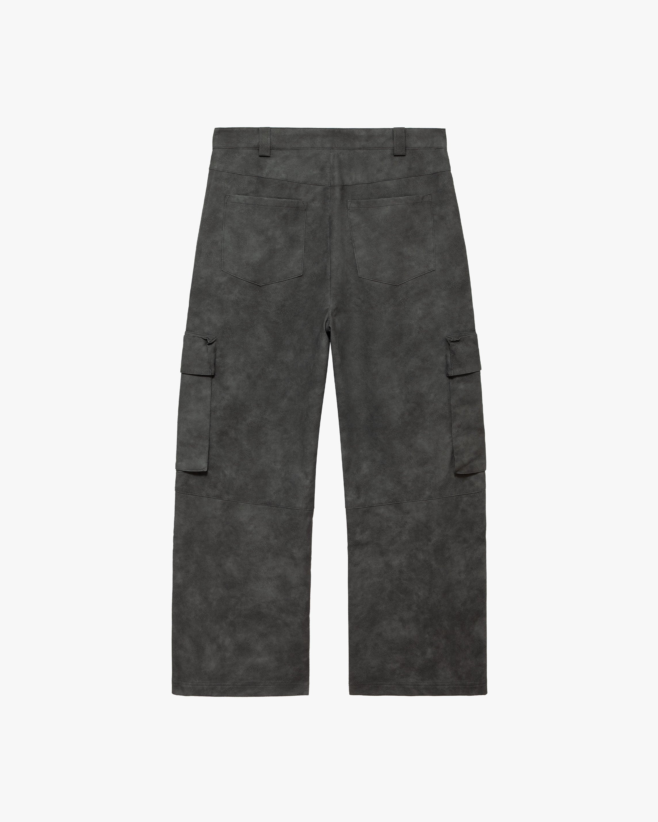 SCRIPT LOGO LEATHER PANTS GREY
