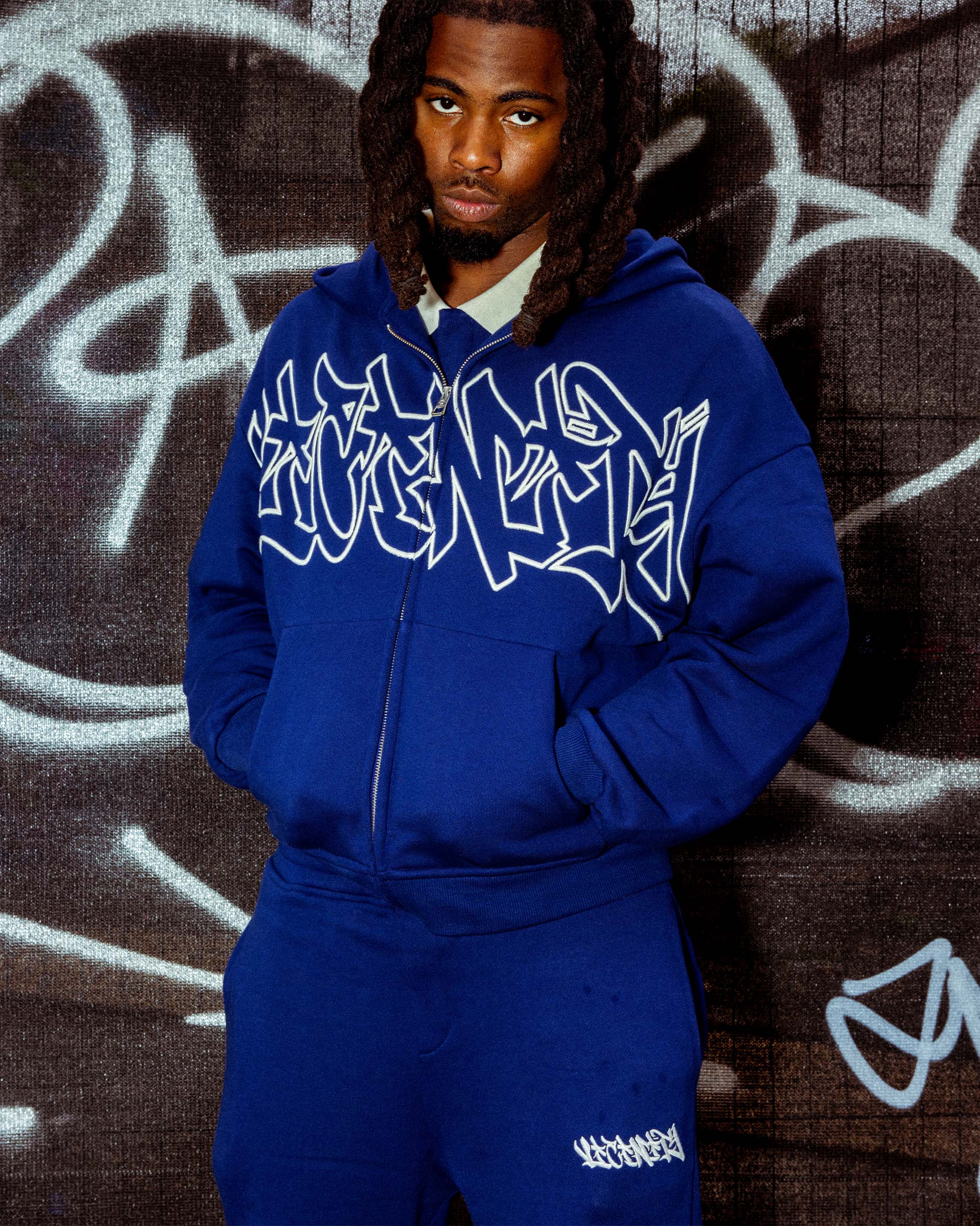 GRAFFITI ZIP-HOODIE BLUE