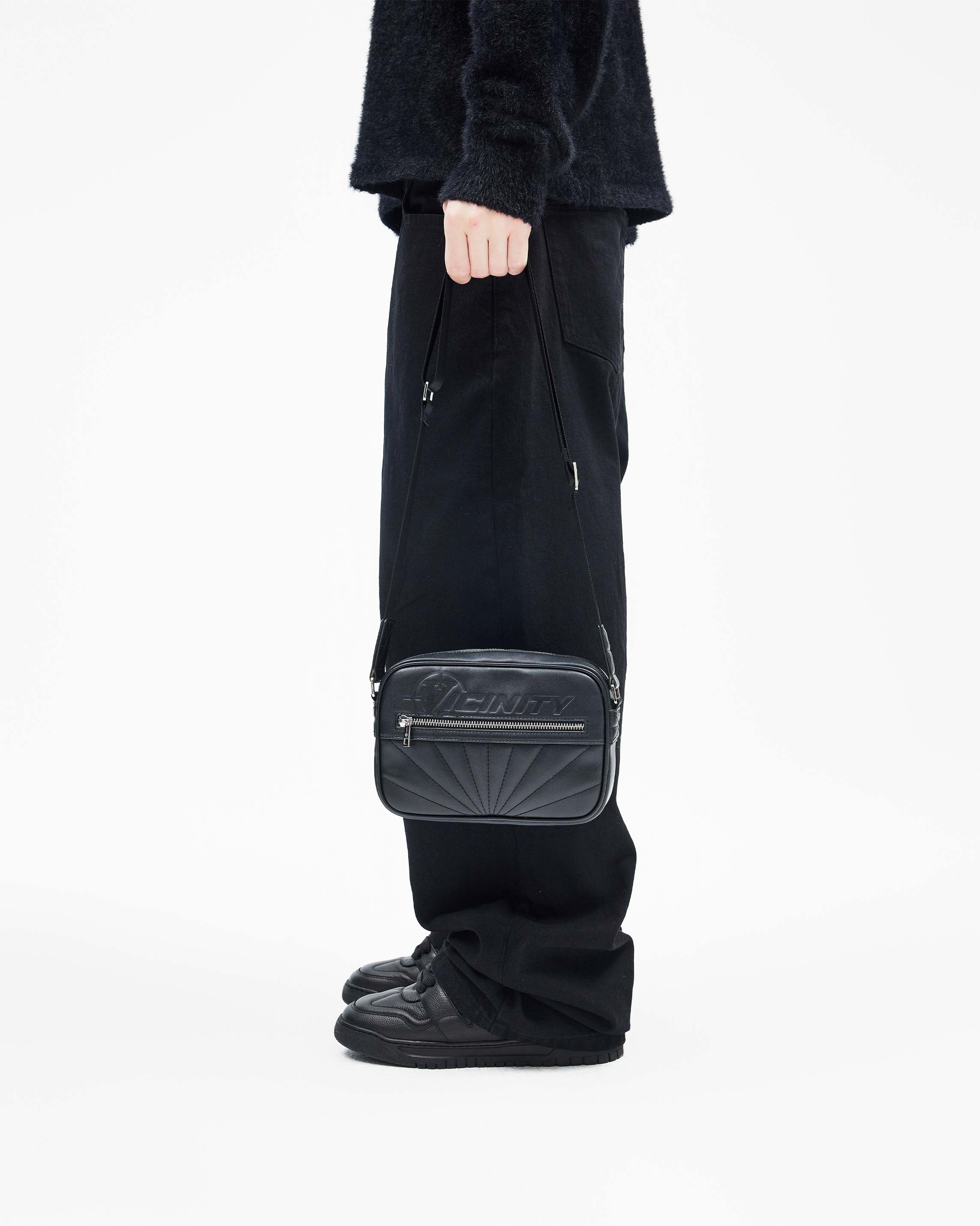 DEBOSSED LOGO SHOULDER BAG - BLACK