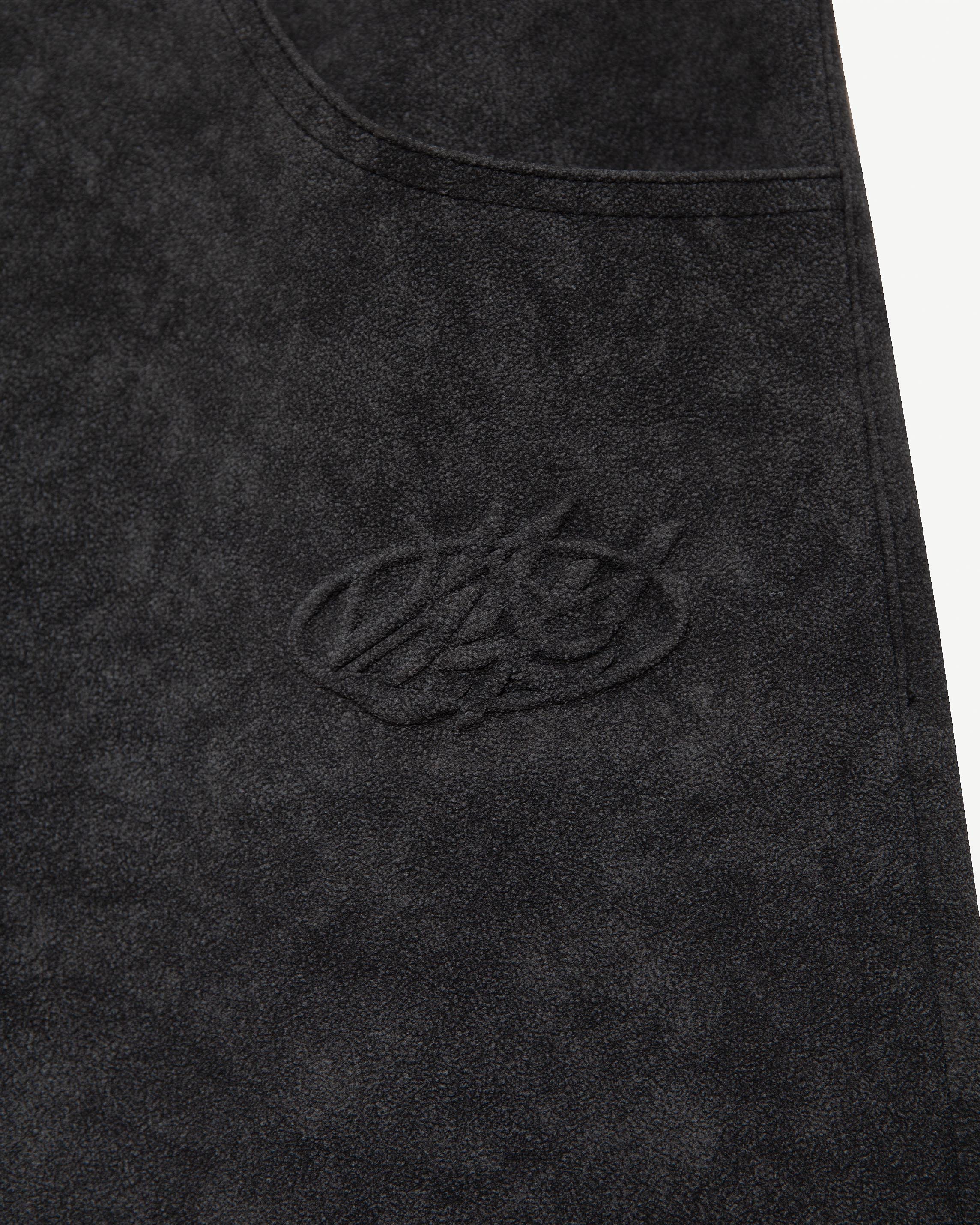 SCRIPT LOGO LEATHER PANTS TAR BLACK