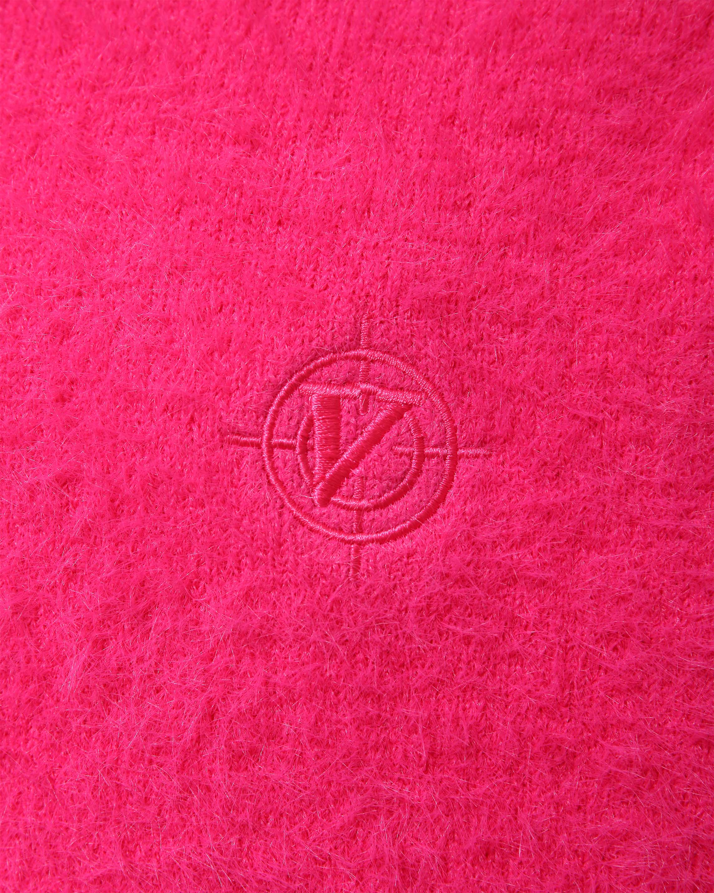 FAUX MINK POLO SWEATER FLAMINGO