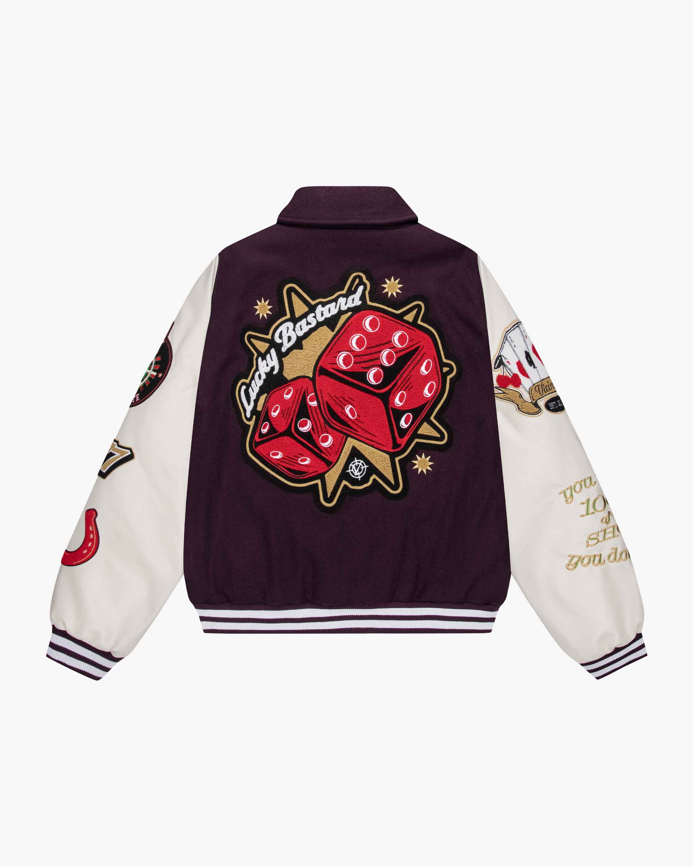 GAMBLER VARSITY JACKET BORDEAUX RED