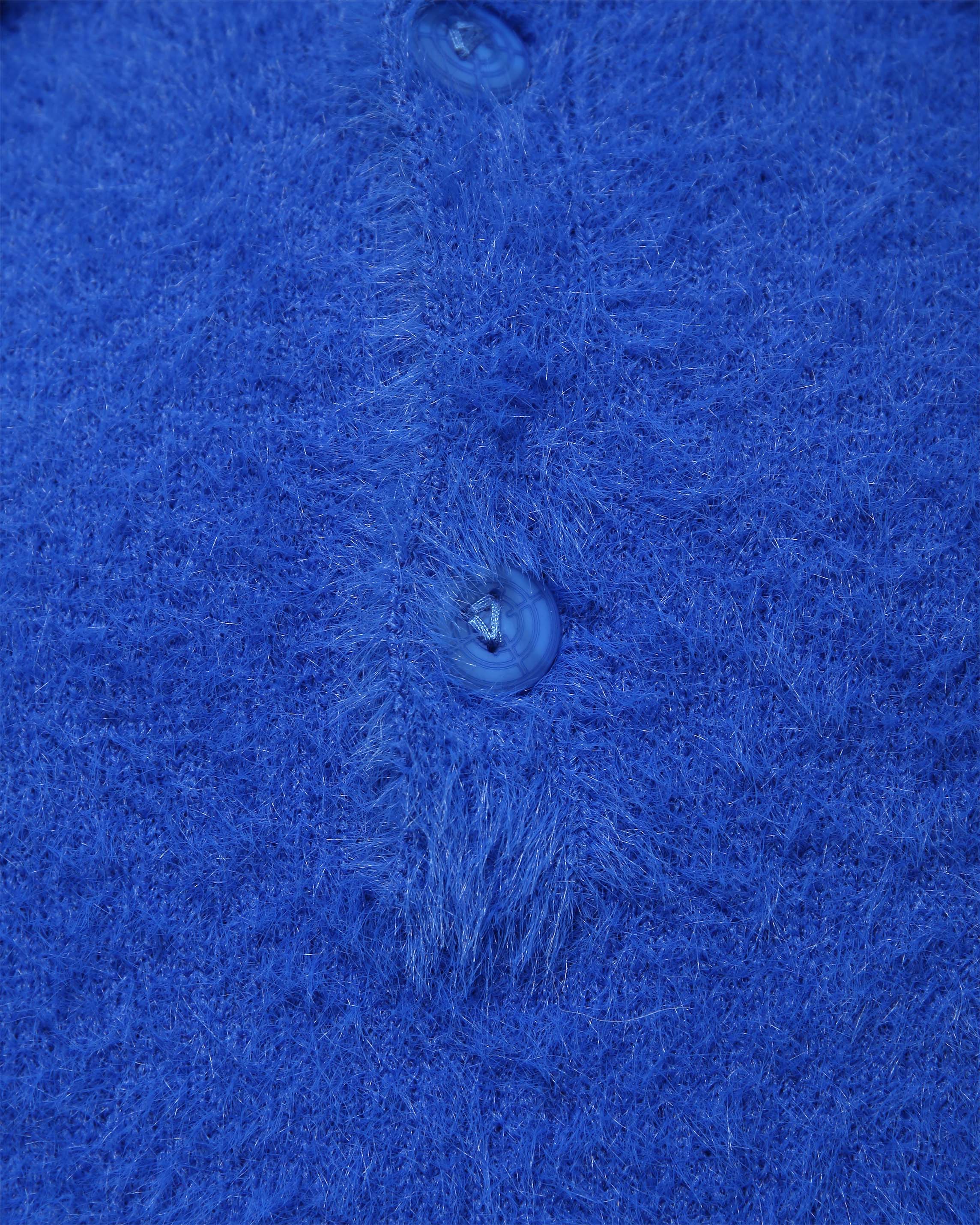 FAUX MINK POLO SWEATER ROYAL BLUE