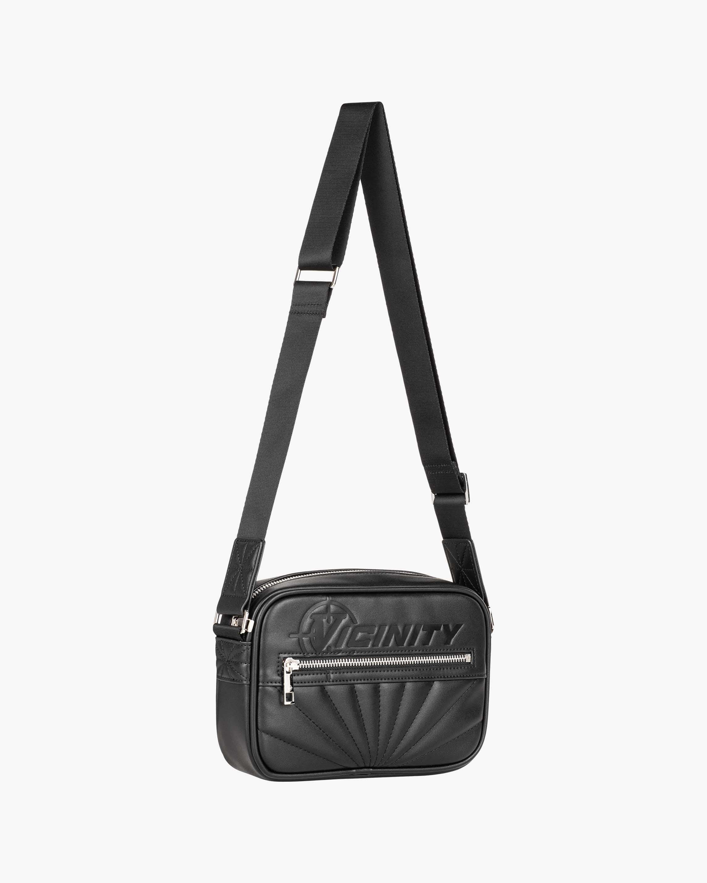 DEBOSSED LOGO SHOULDER BAG - BLACK
