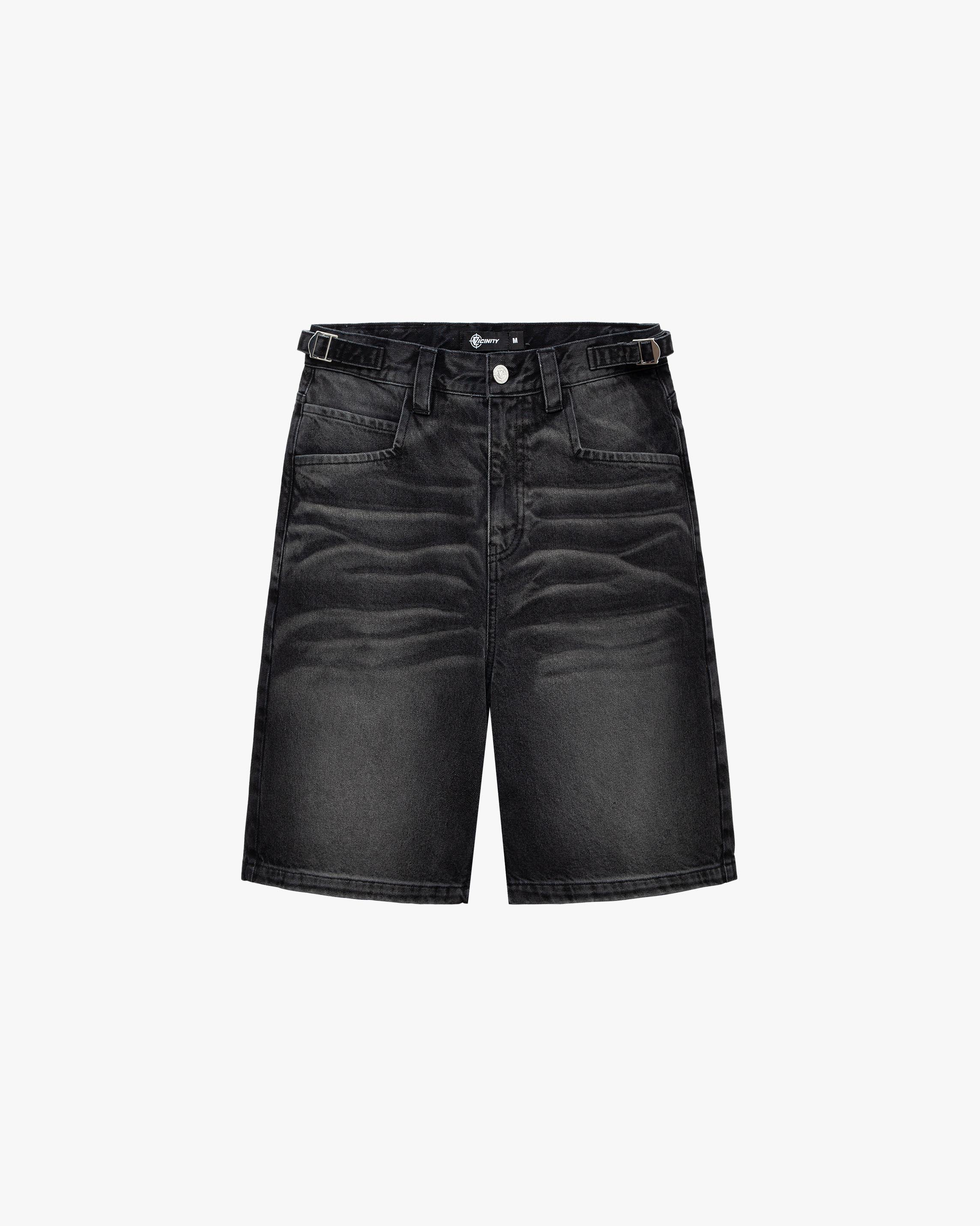 FADED BLACK DENIM JORTS