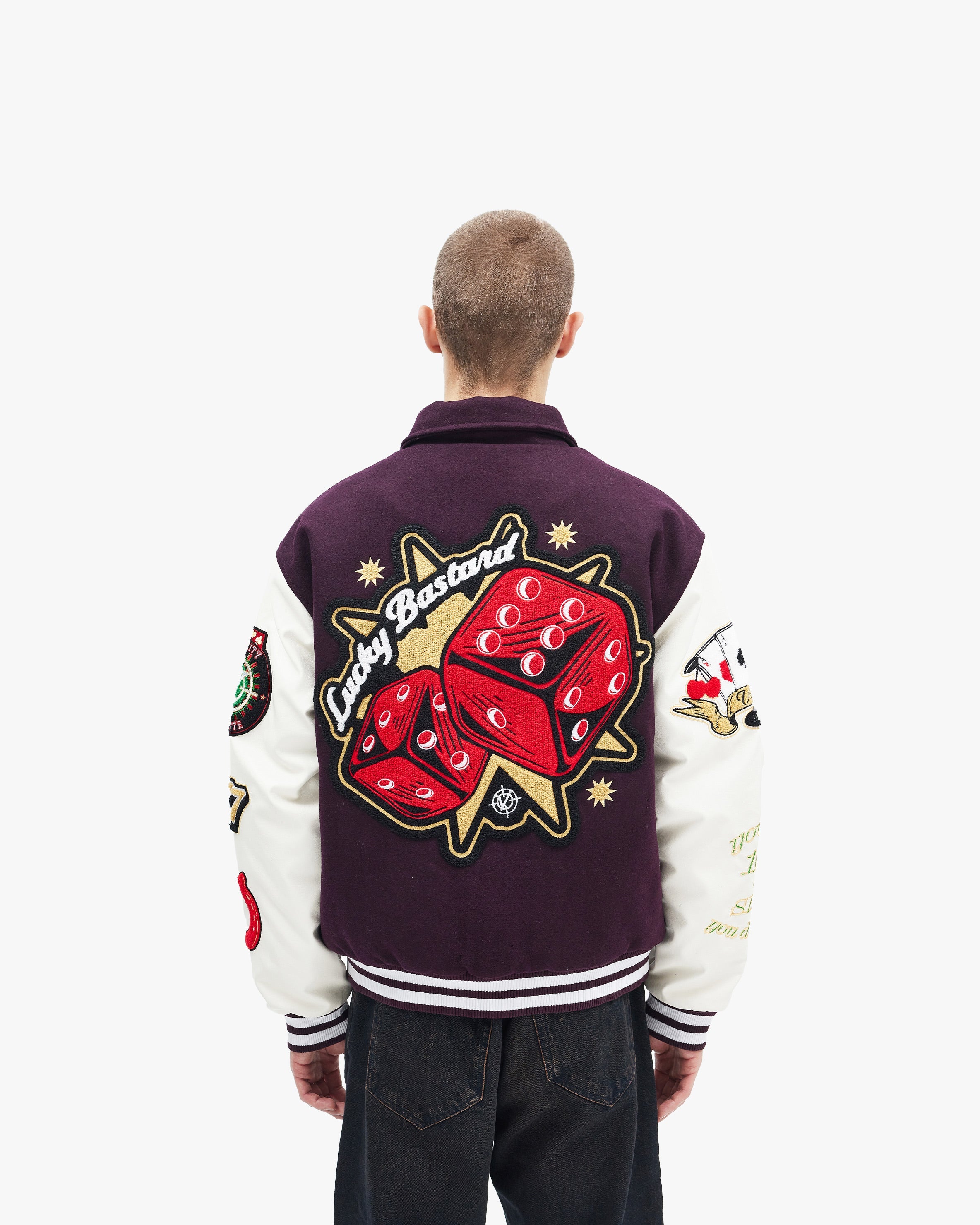 GAMBLER VARSITY JACKET BORDEAUX RED