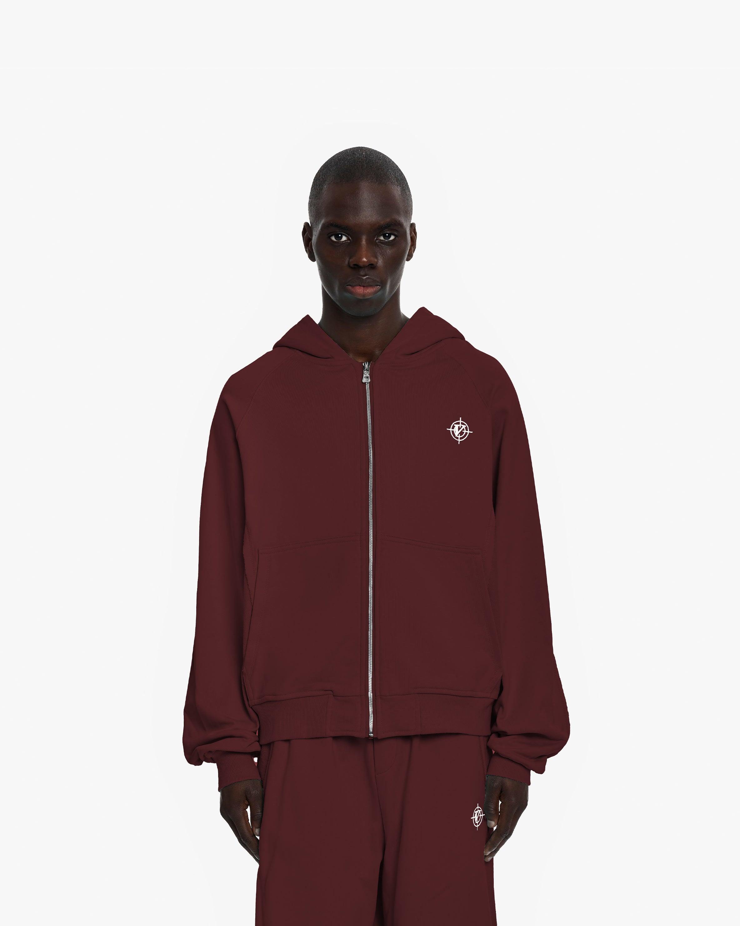 INSIDE OUT ZIP HOODIE WINE RED