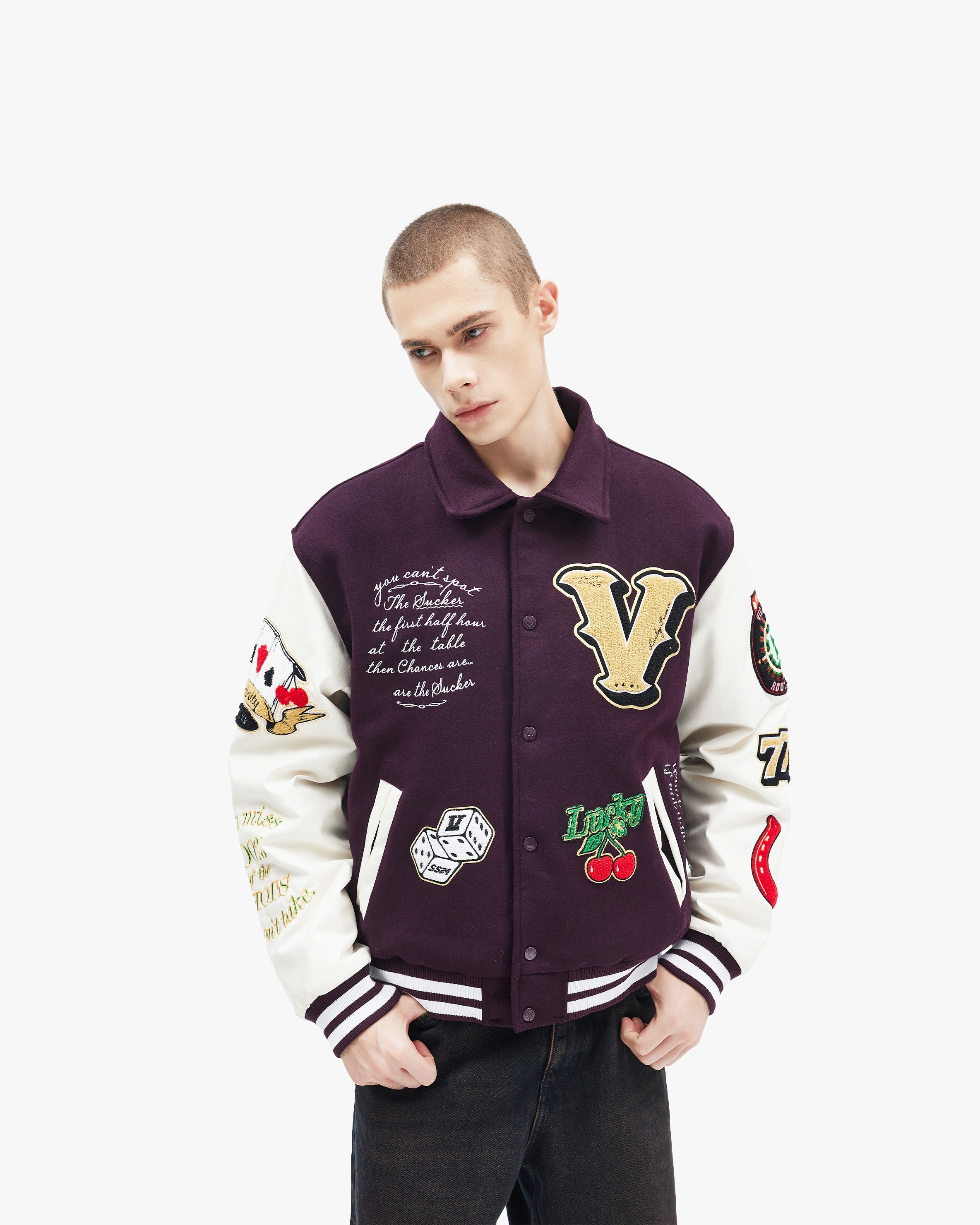 GAMBLER VARSITY JACKET BORDEAUX RED