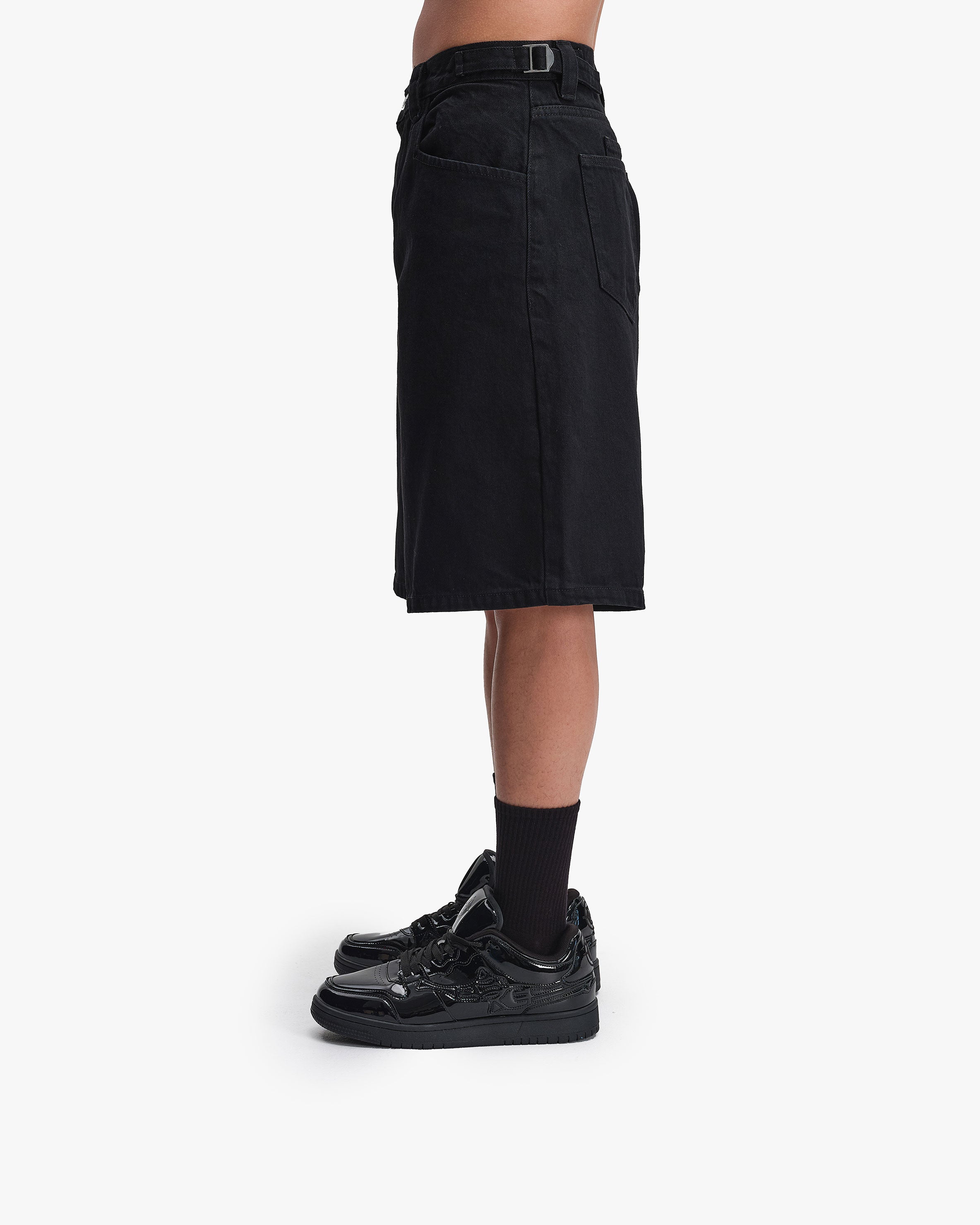 MIDNIGHT BLACK DENIM JORTS