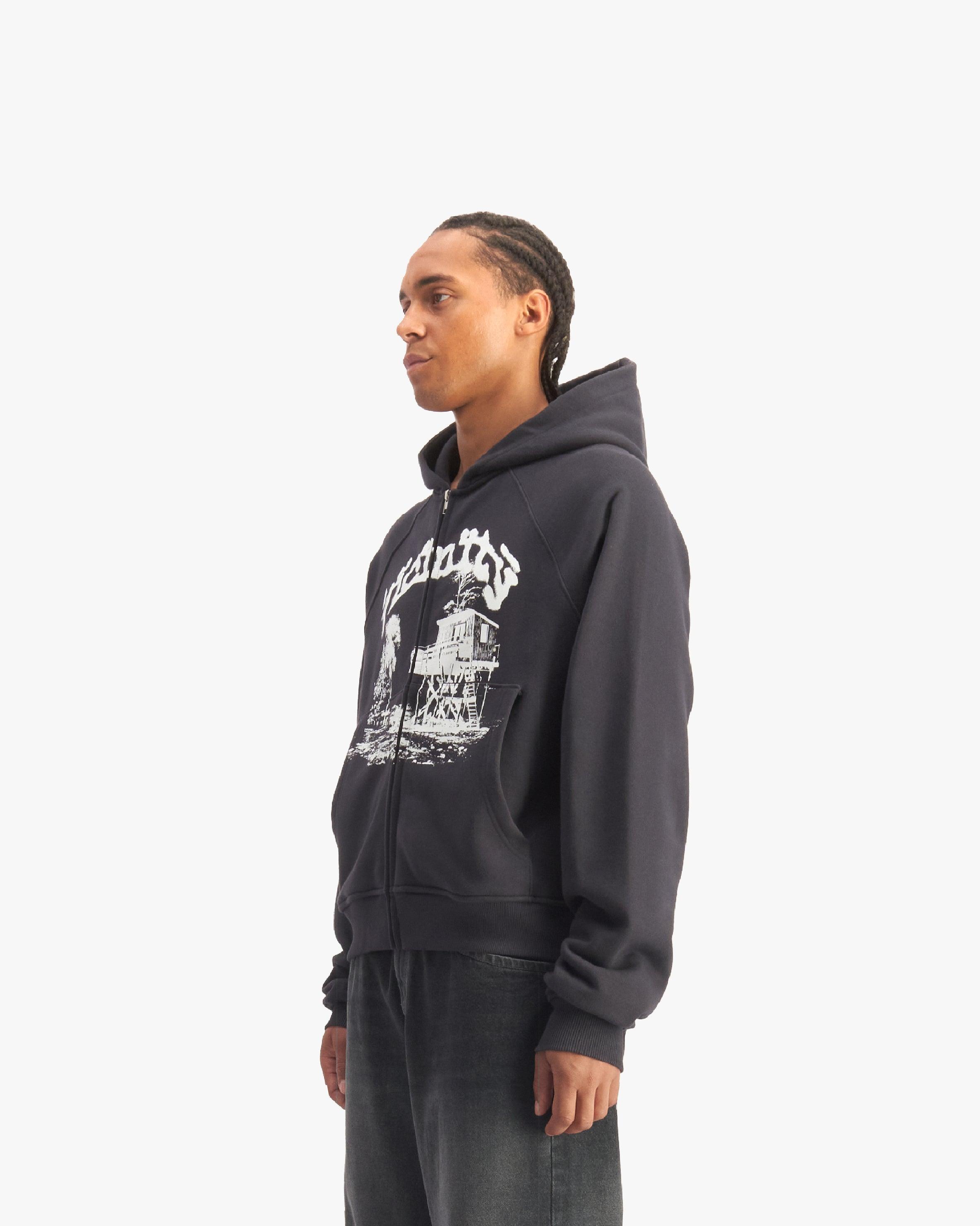 SHOOTING HOUSE ZIP HOODIE DARK GREY