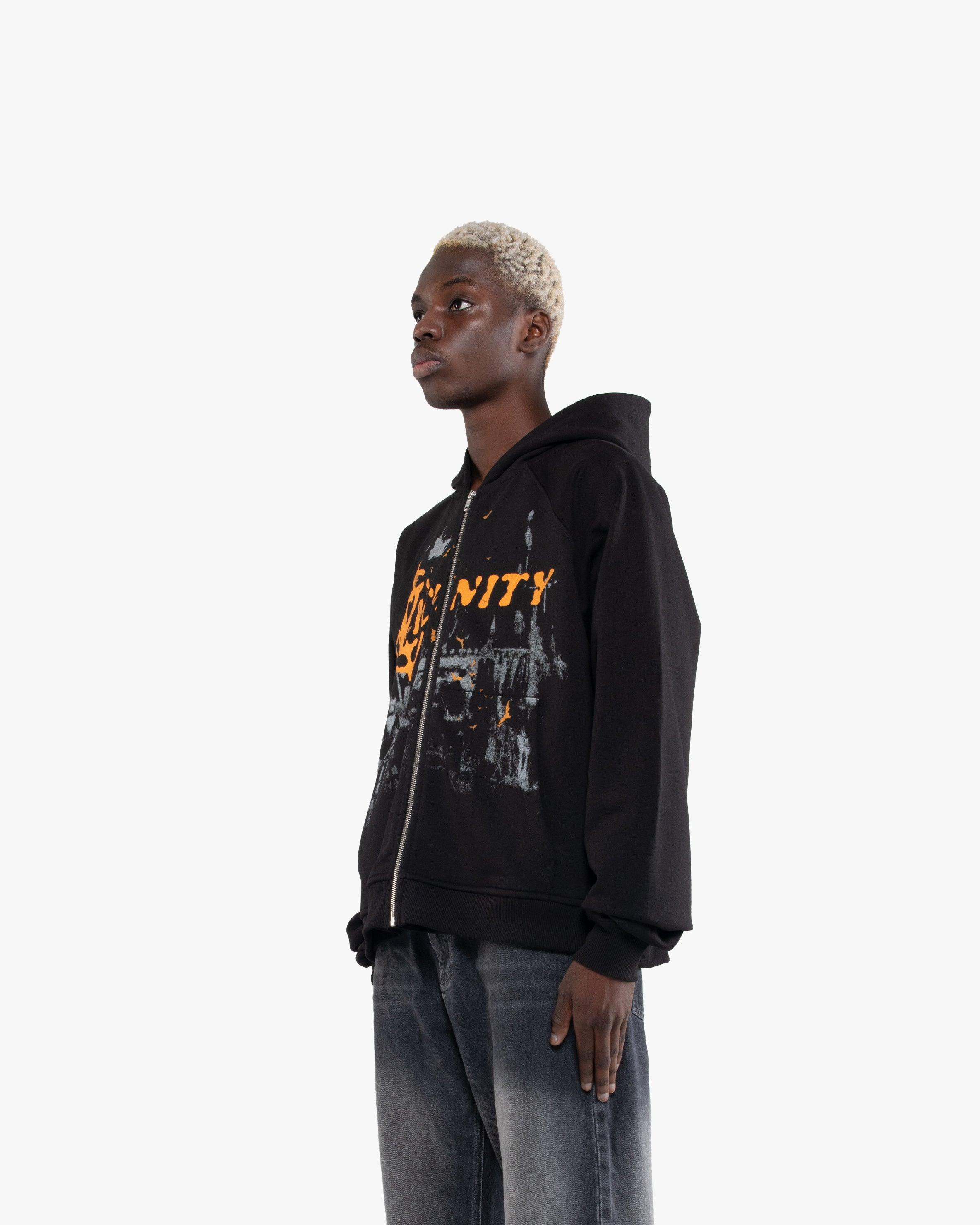 HAUNTED HOUSE ZIP HOODIE BLACK