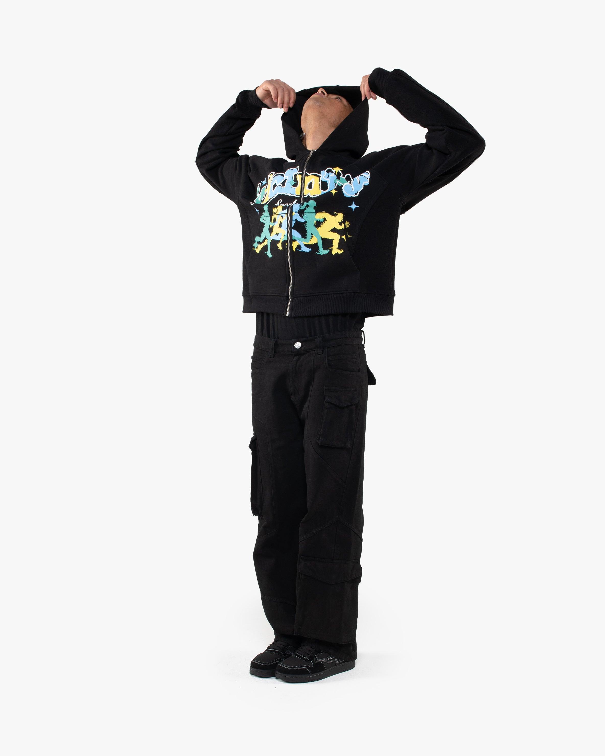 SPORTS TEAM INSIDE OUT ZIP HOODIE BLACK
