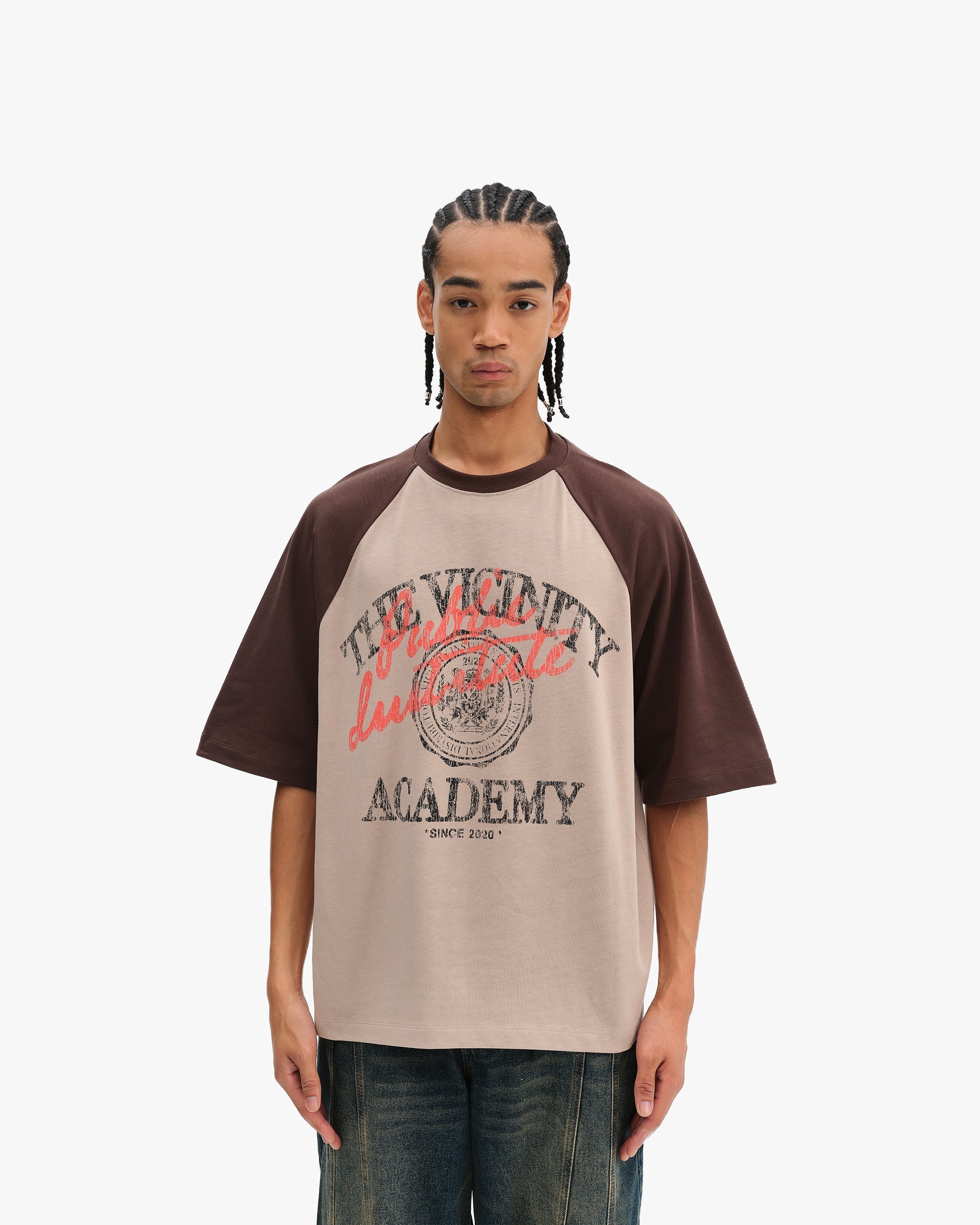 BICOLOR PUBLIC INSTITUTE TEE BROWN/CREAM