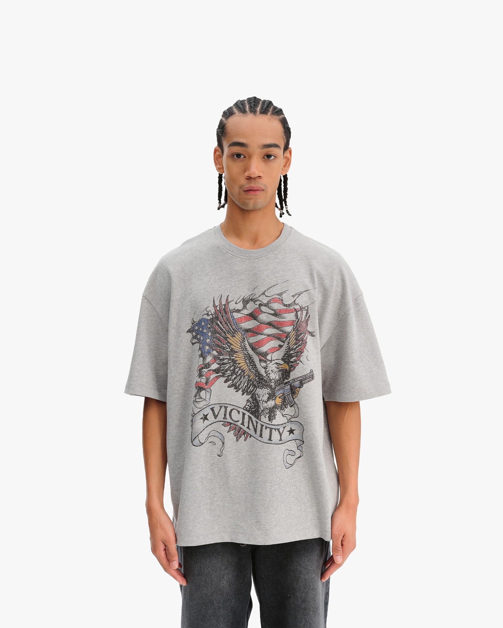 EAGLE TATTOO TEE MELANGE GREY