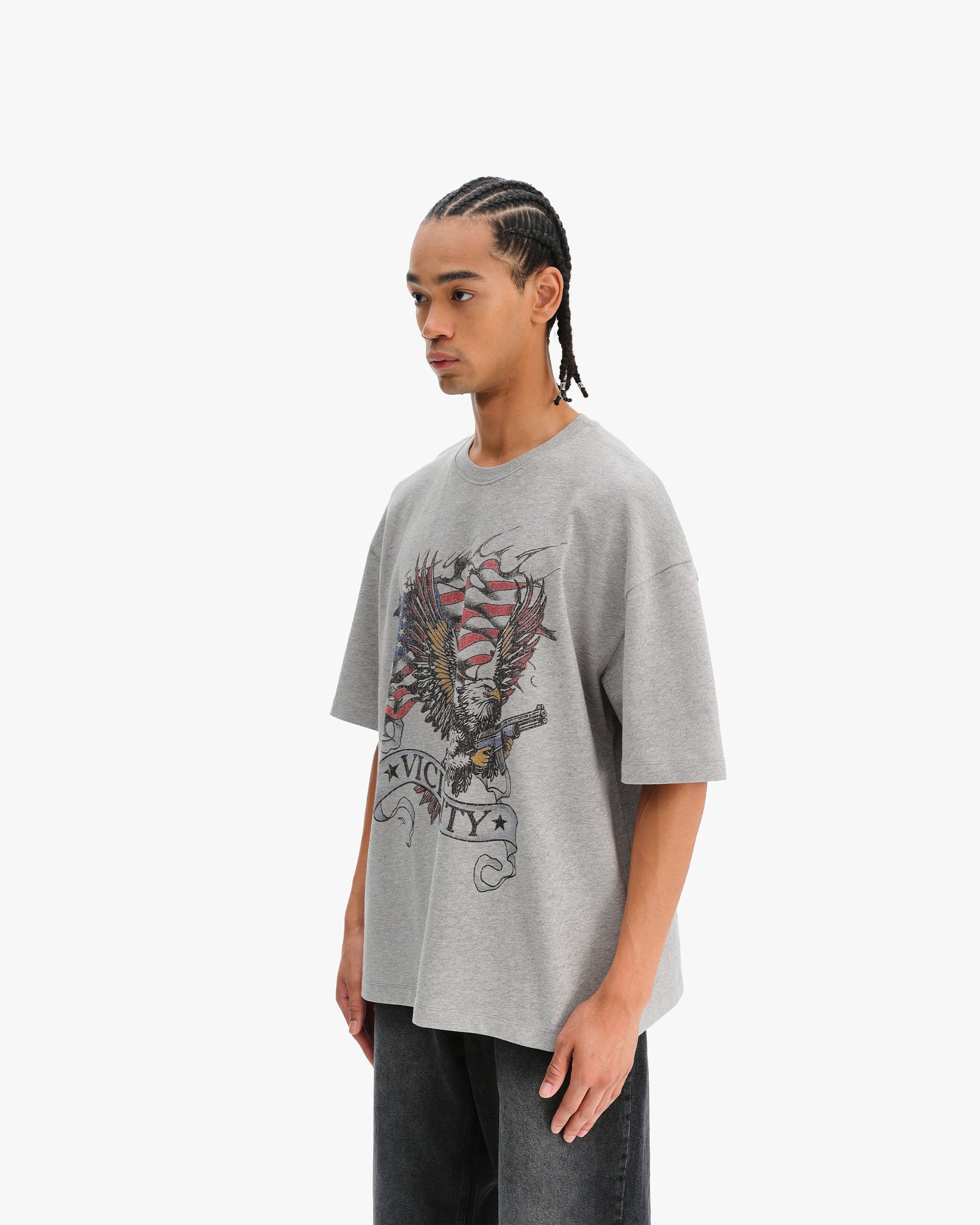 EAGLE TATTOO TEE MELANGE GREY