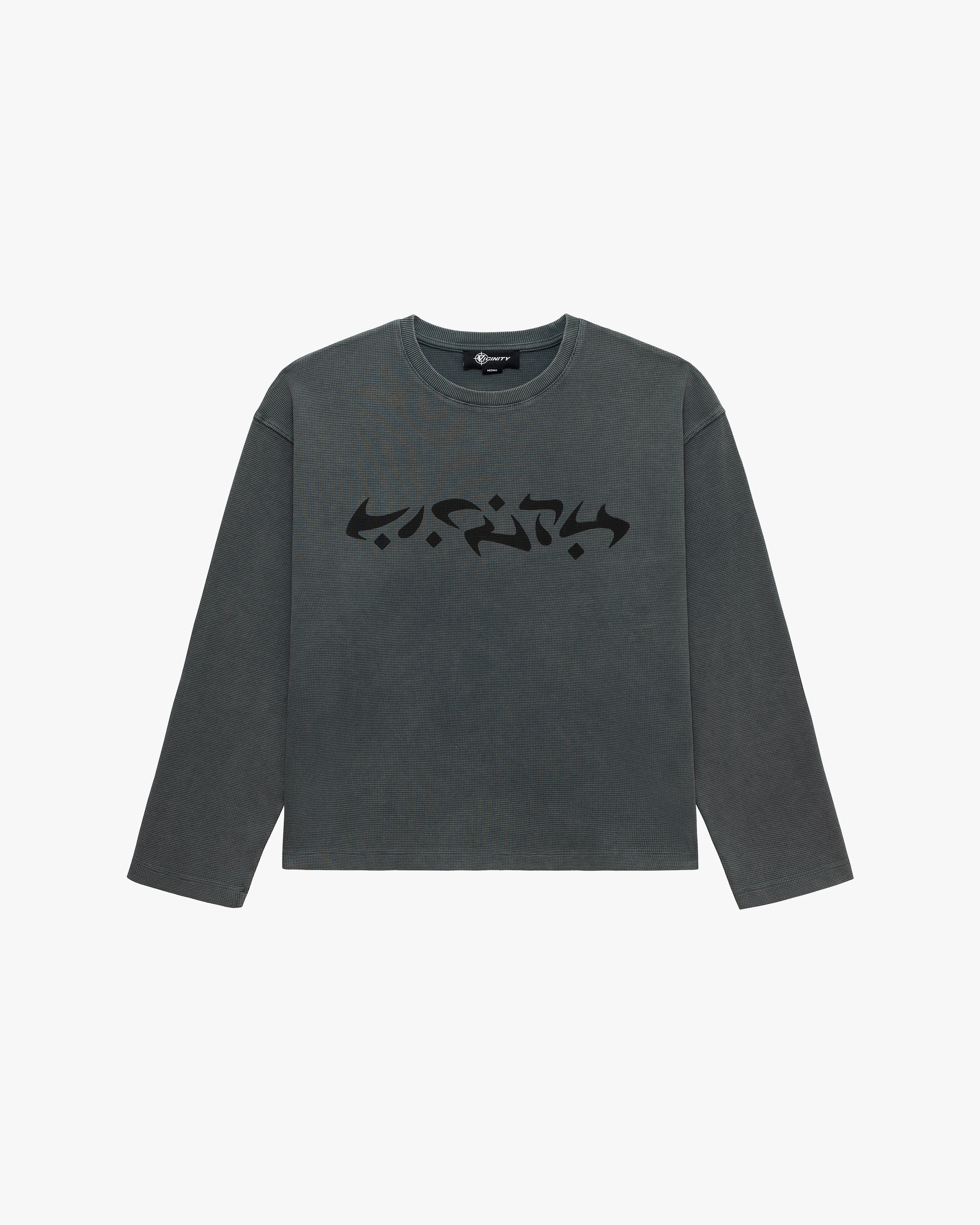 ACID WASHED WAFFLE LONGSLEEVE DARK GREY