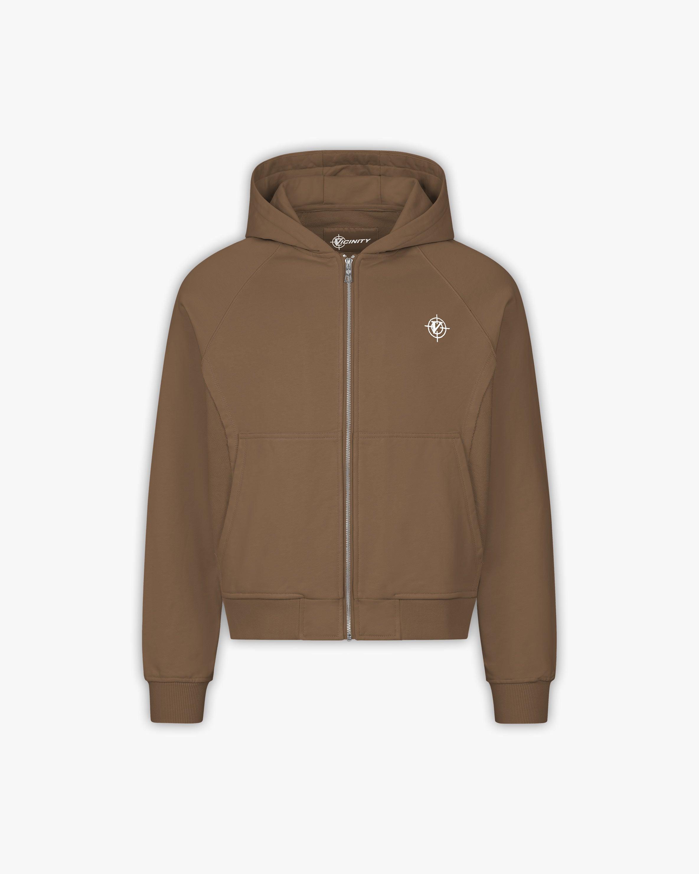 INSIDE OUT ZIP HOODIE CHOCOLATE BROWN