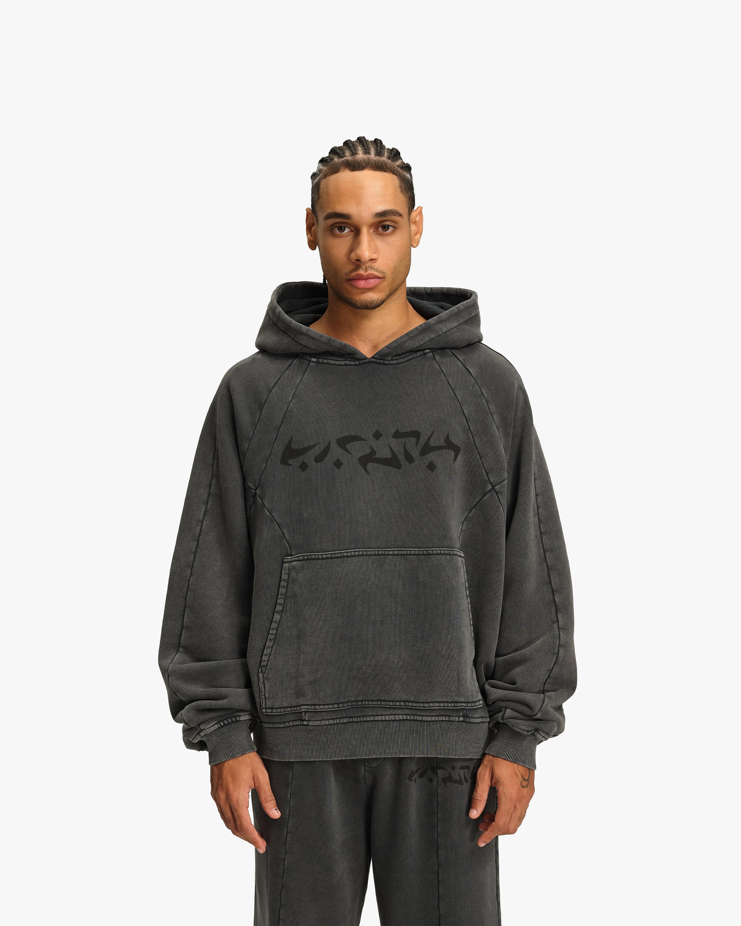 ACID WASHED HOODIE DARK GREY