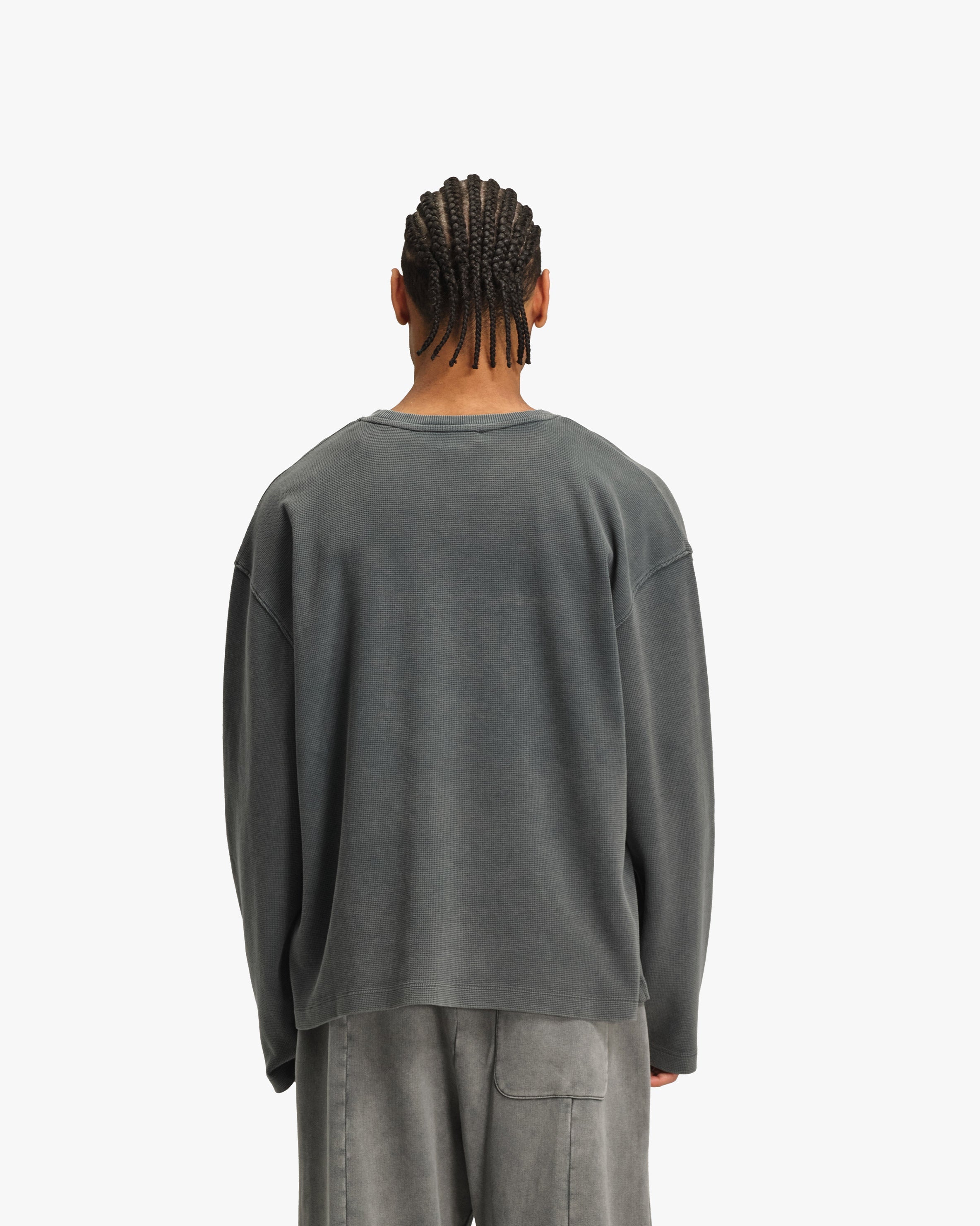 ACID WASHED WAFFLE LONGSLEEVE LIGHT GREY