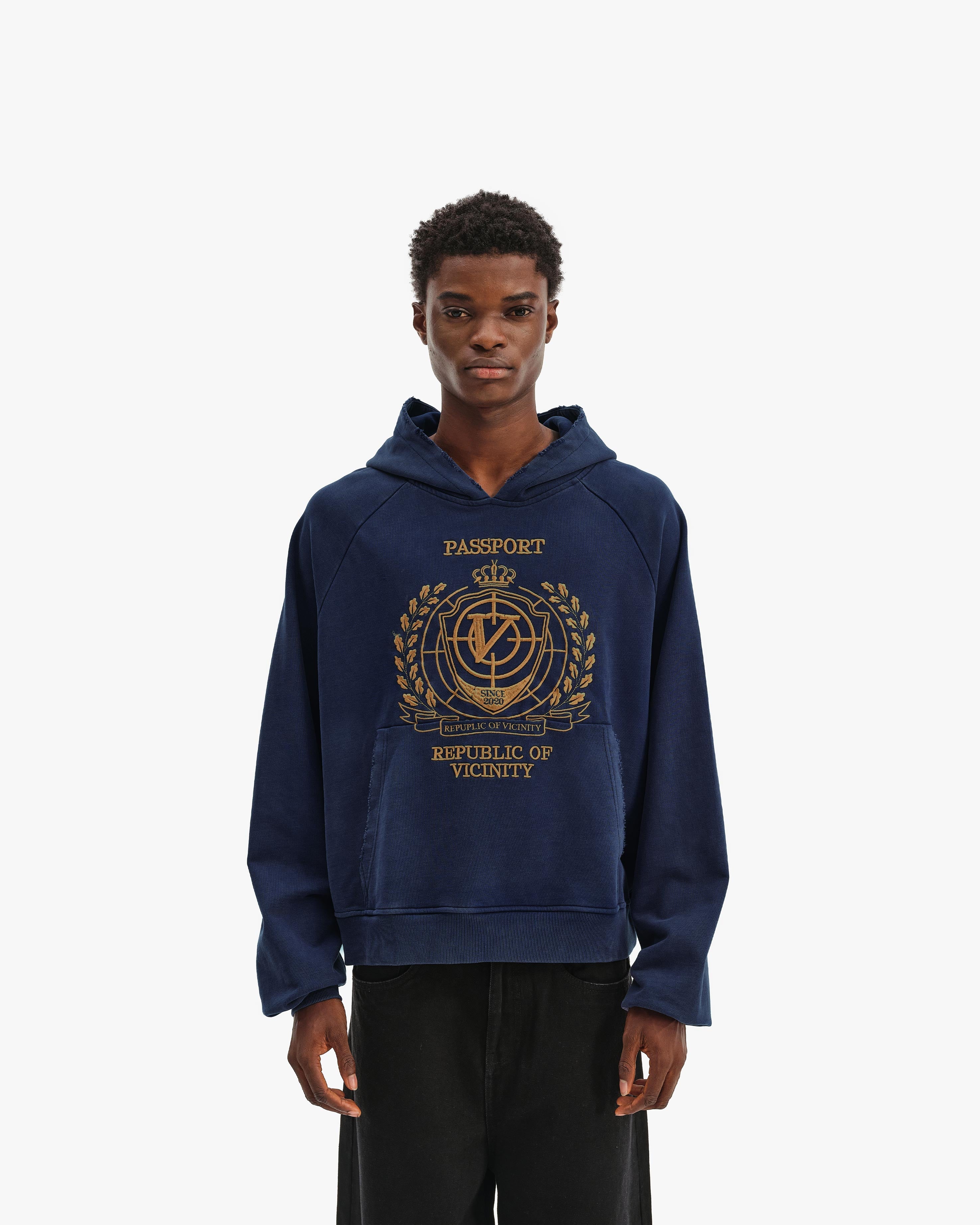 PASSPORT HOODIE WASHED BLUE