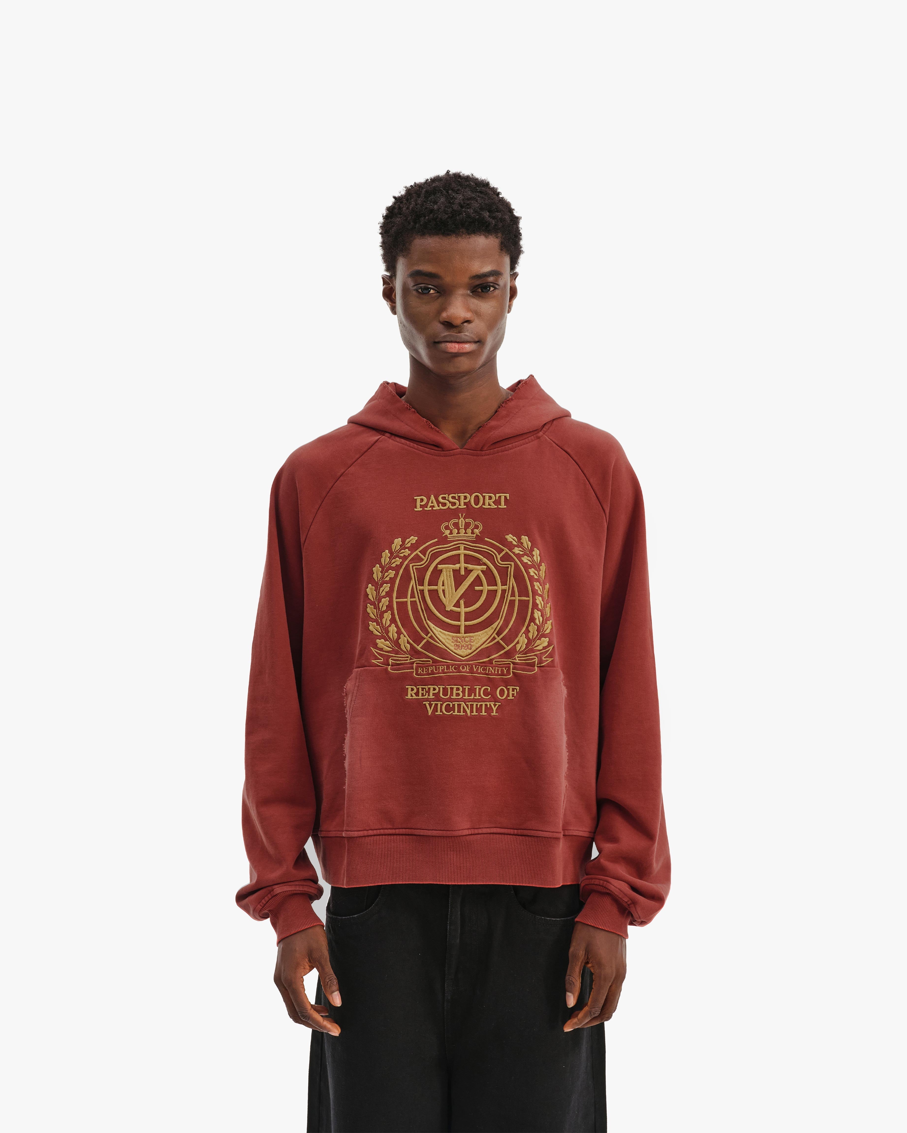 PASSPORT HOODIE WASHED RED