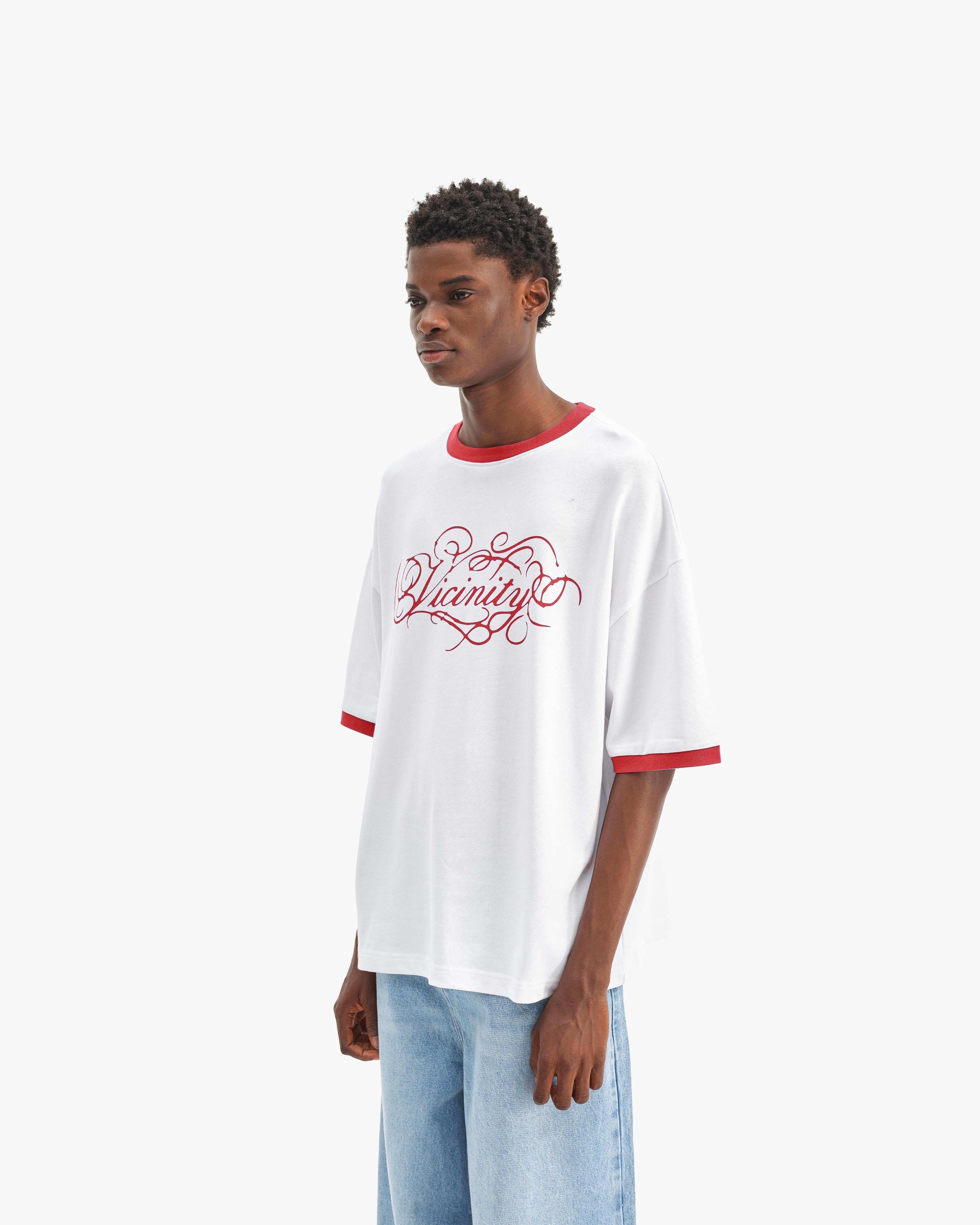 SIGNATURE TEE WHITE/RED
