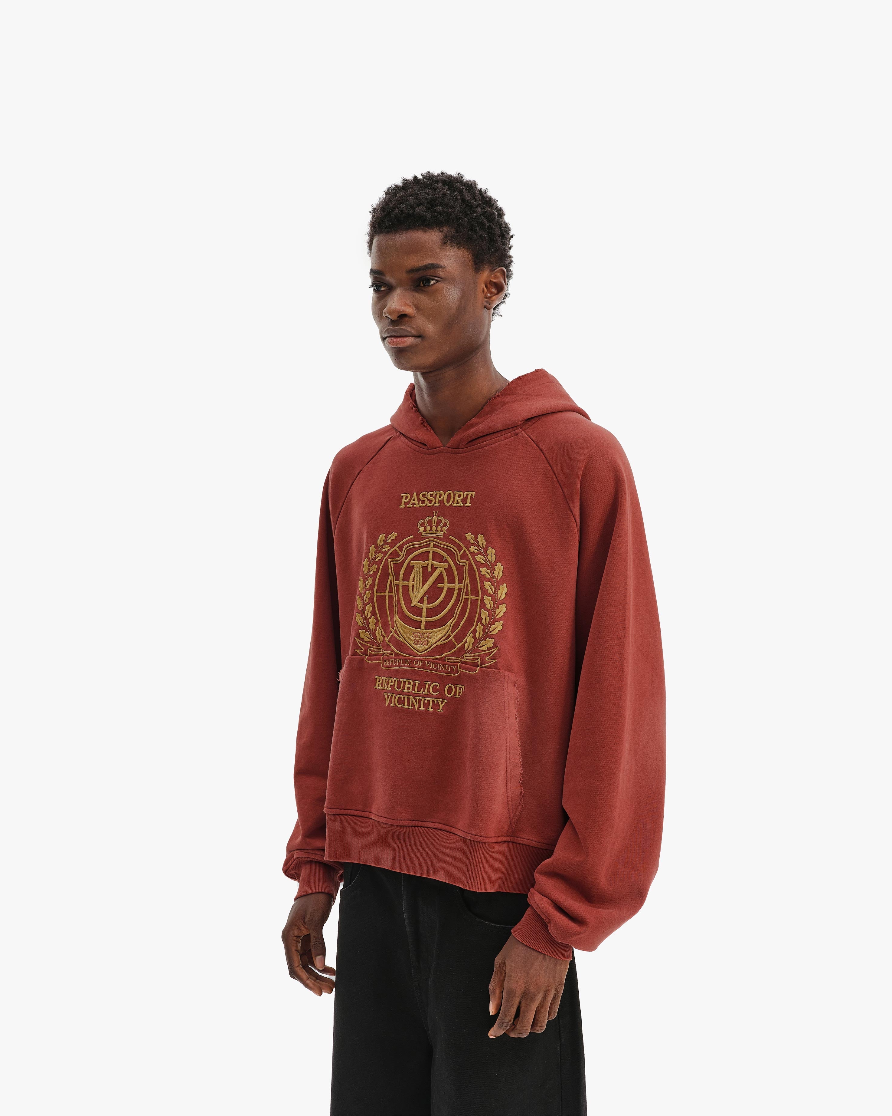 PASSPORT HOODIE WASHED RED