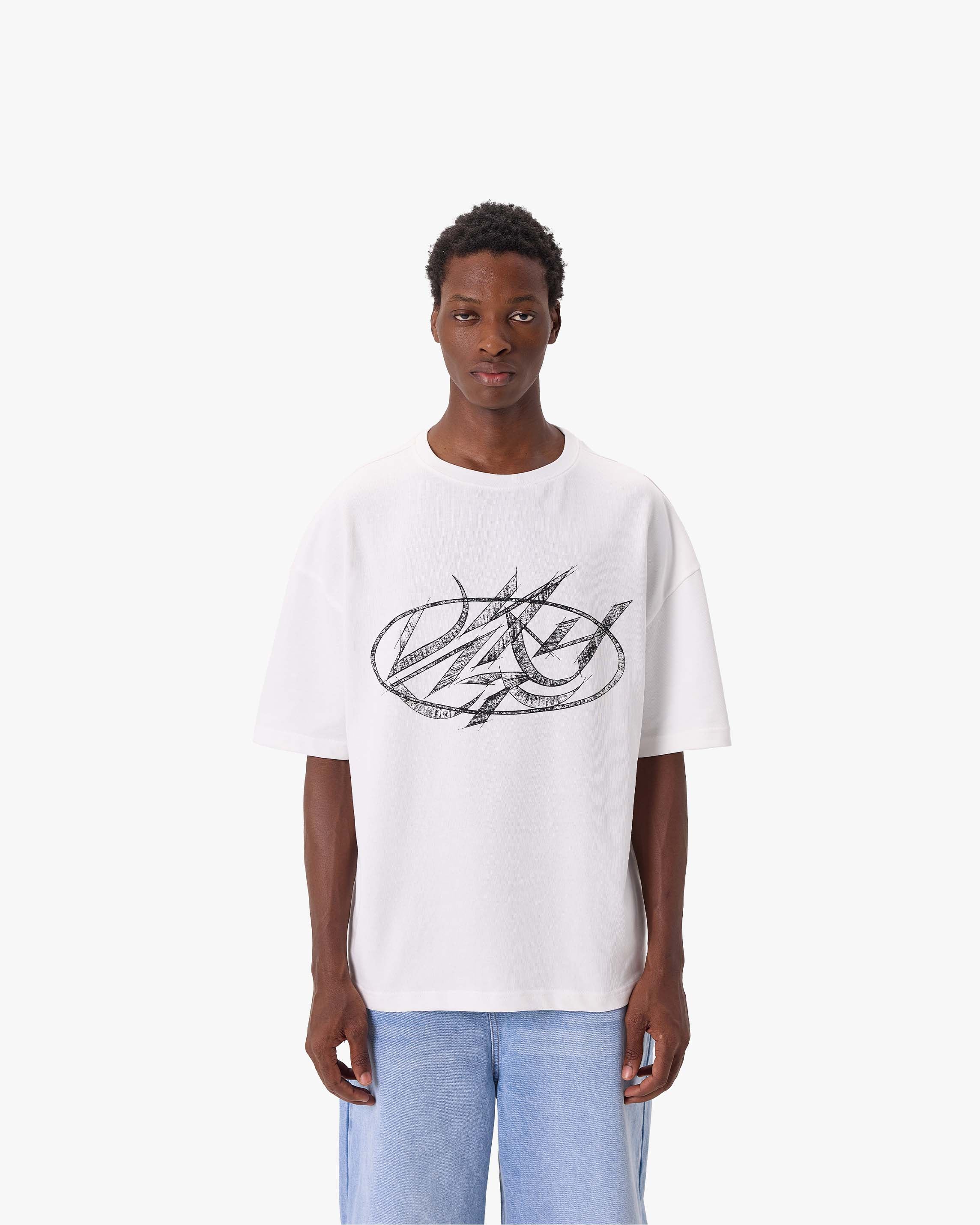 DRAWN SCRIPT TEE WHITE