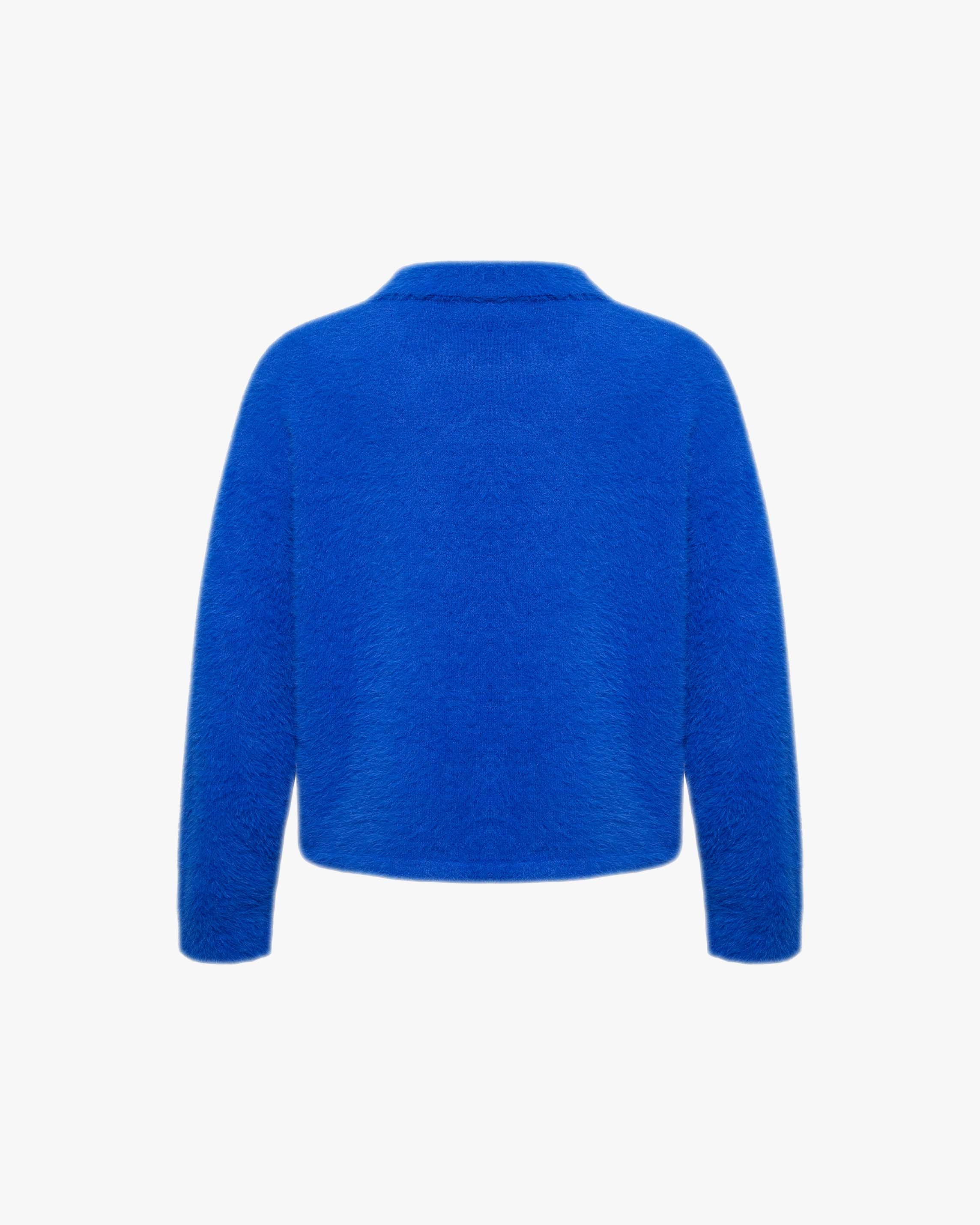 FAUX MINK POLO SWEATER ROYAL BLUE