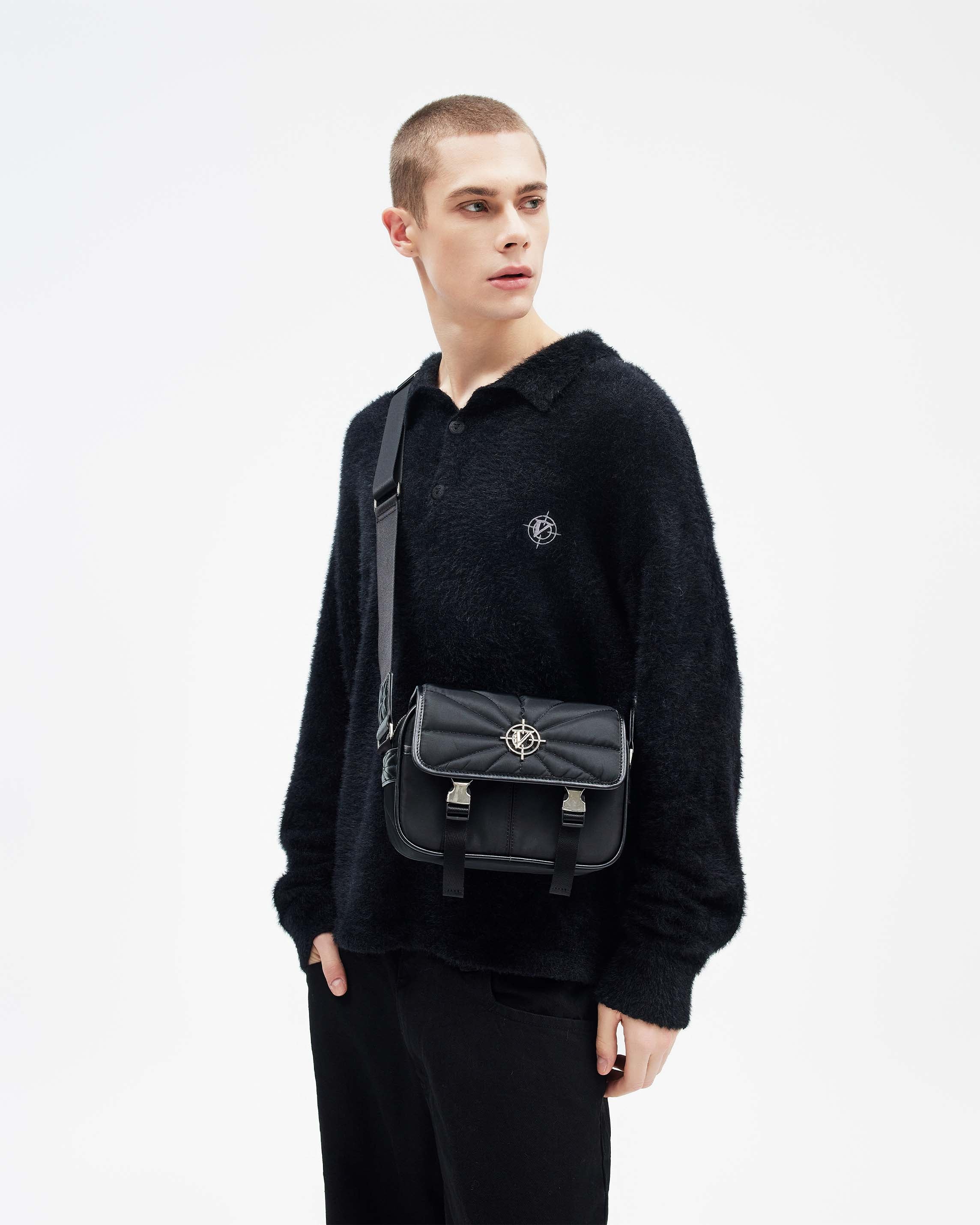 BUCKLE SHOULDER BAG - BLACK