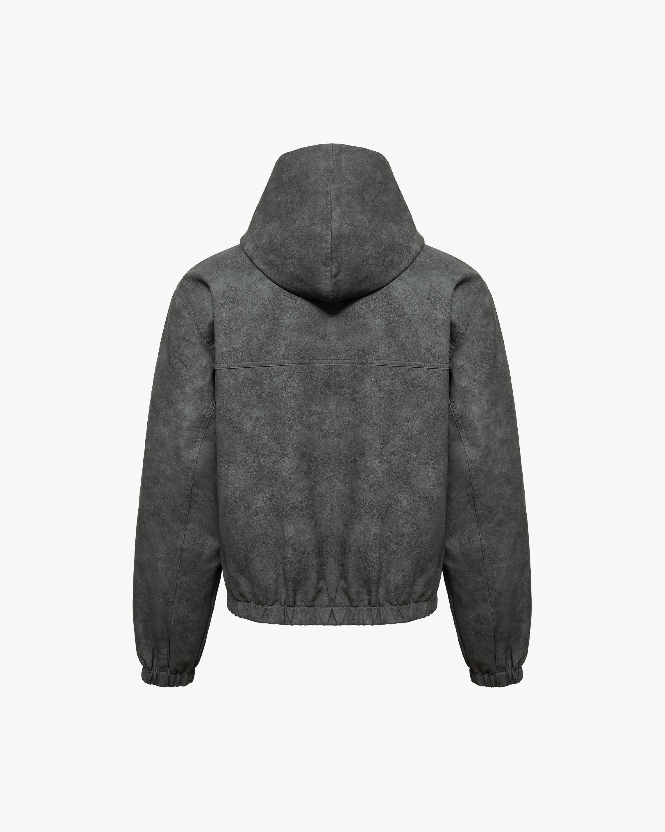 SCRIPT LOGO LEATHER JACKET GREY