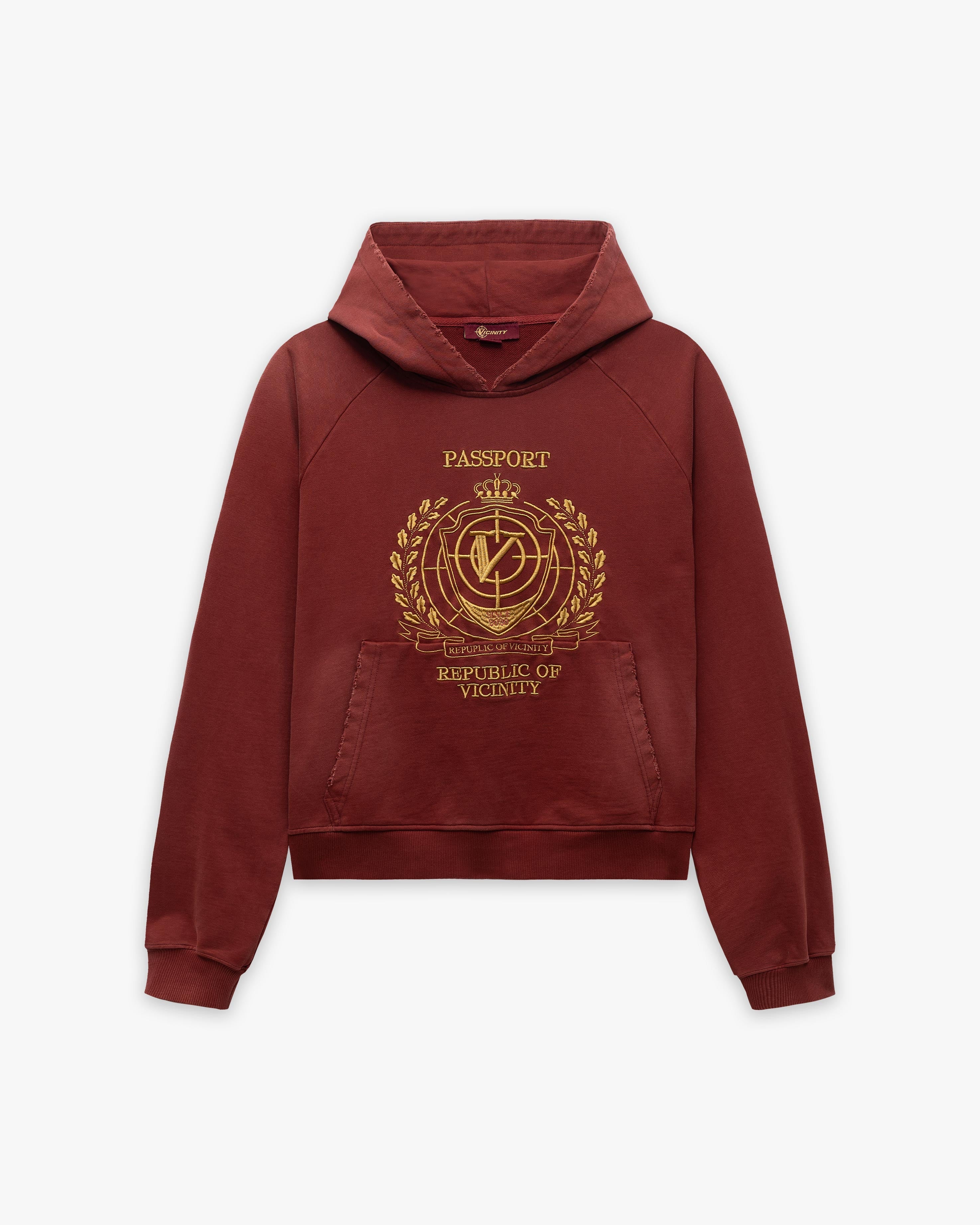 PASSPORT HOODIE WASHED RED