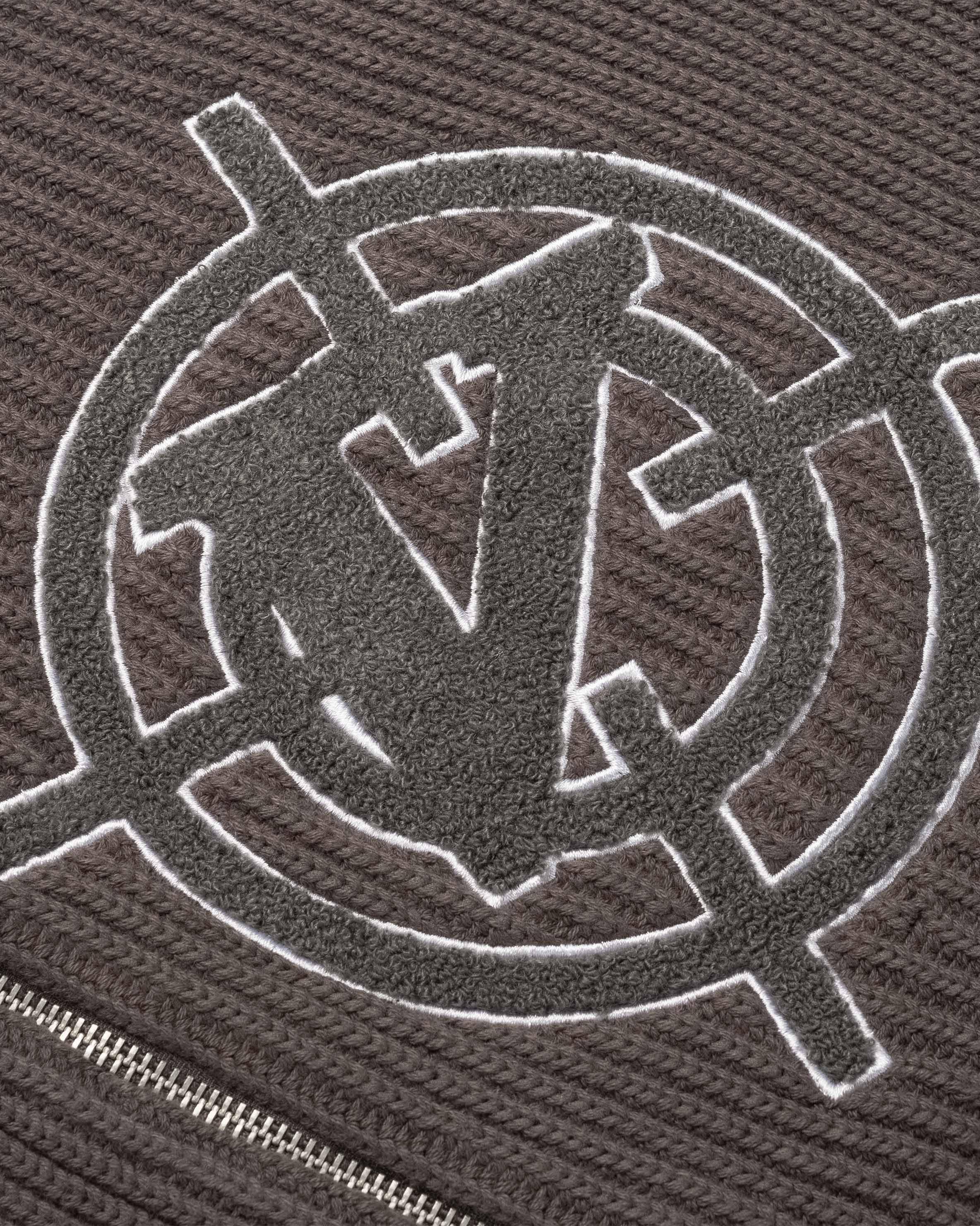 V-LOGO KNIT ZIP HOODIE MUD BROWN