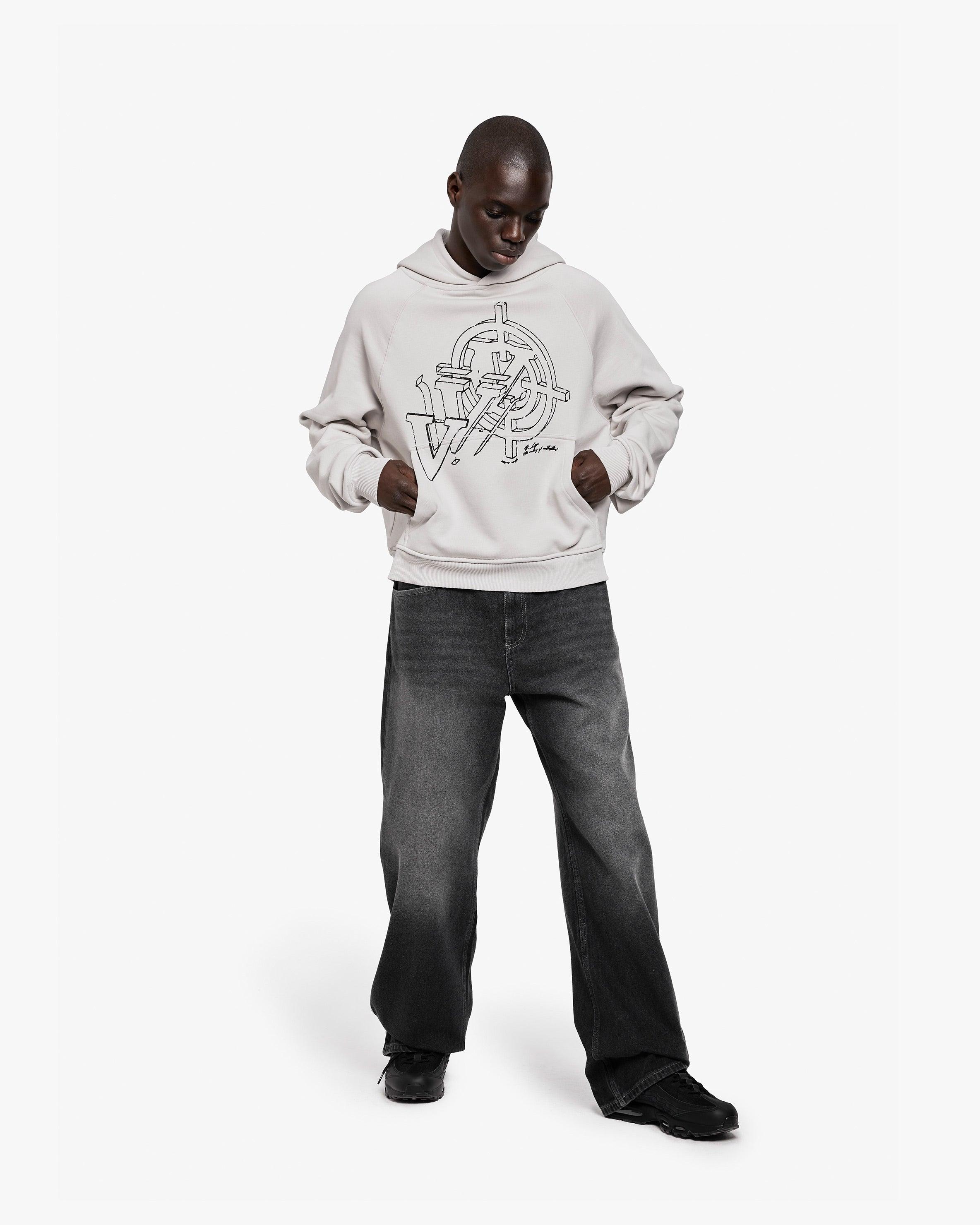 CONSTRUCTION LOGO HOODIE GREY