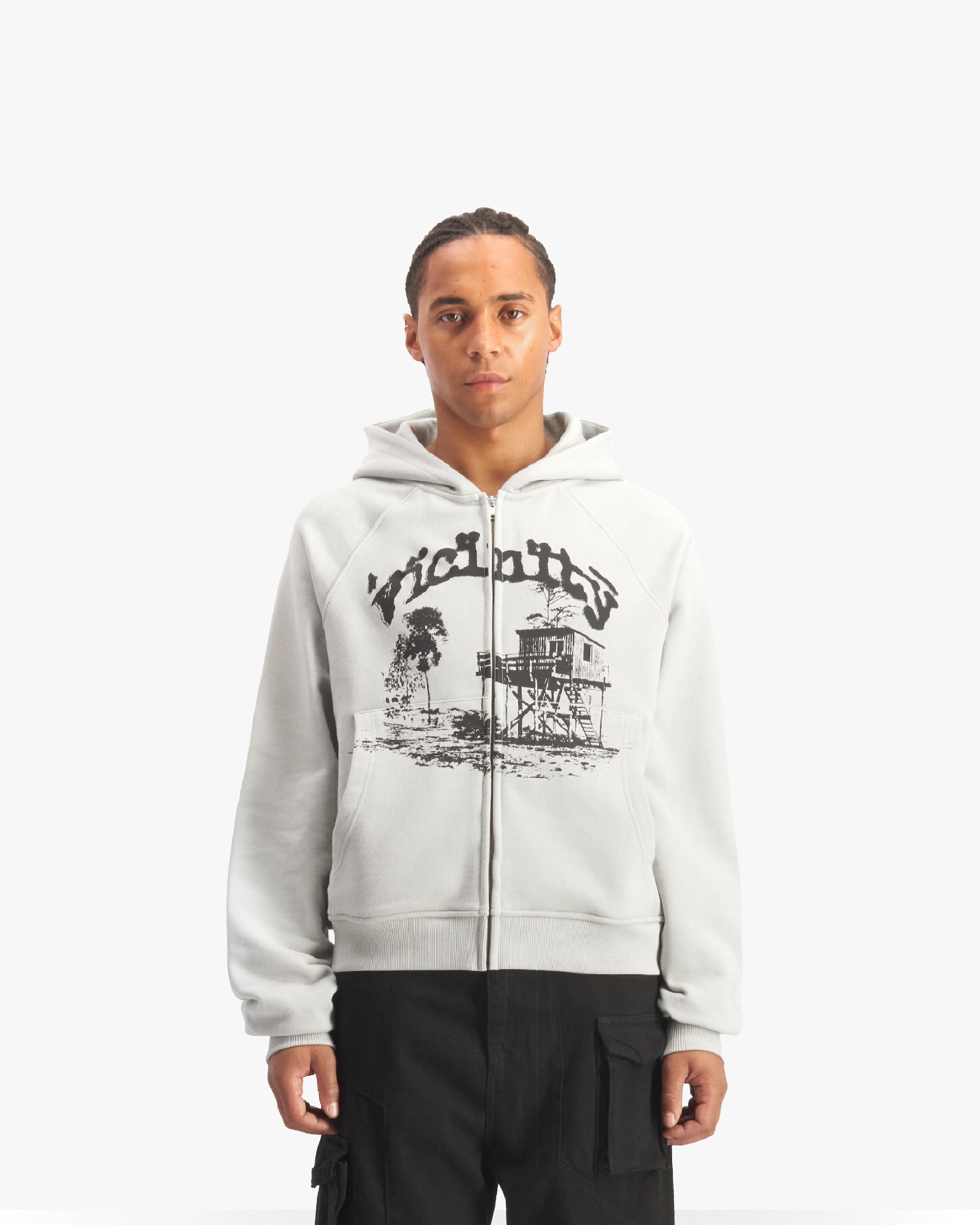 SHOOTING HOUSE ZIP HOODIE LIGHT GREY