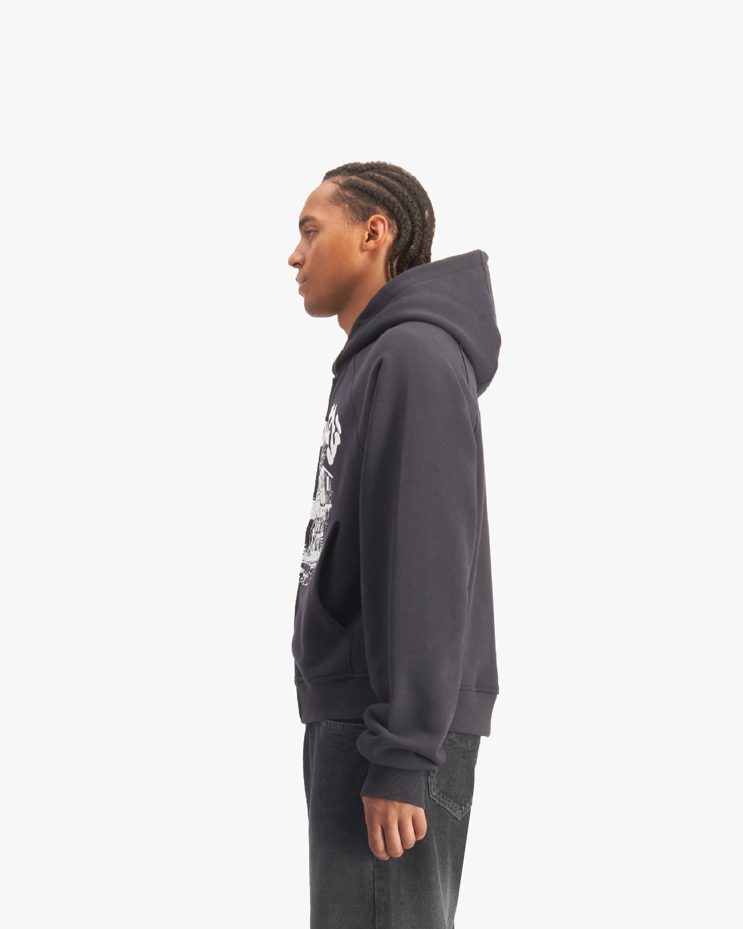SHOOTING HOUSE ZIP HOODIE DARK GREY