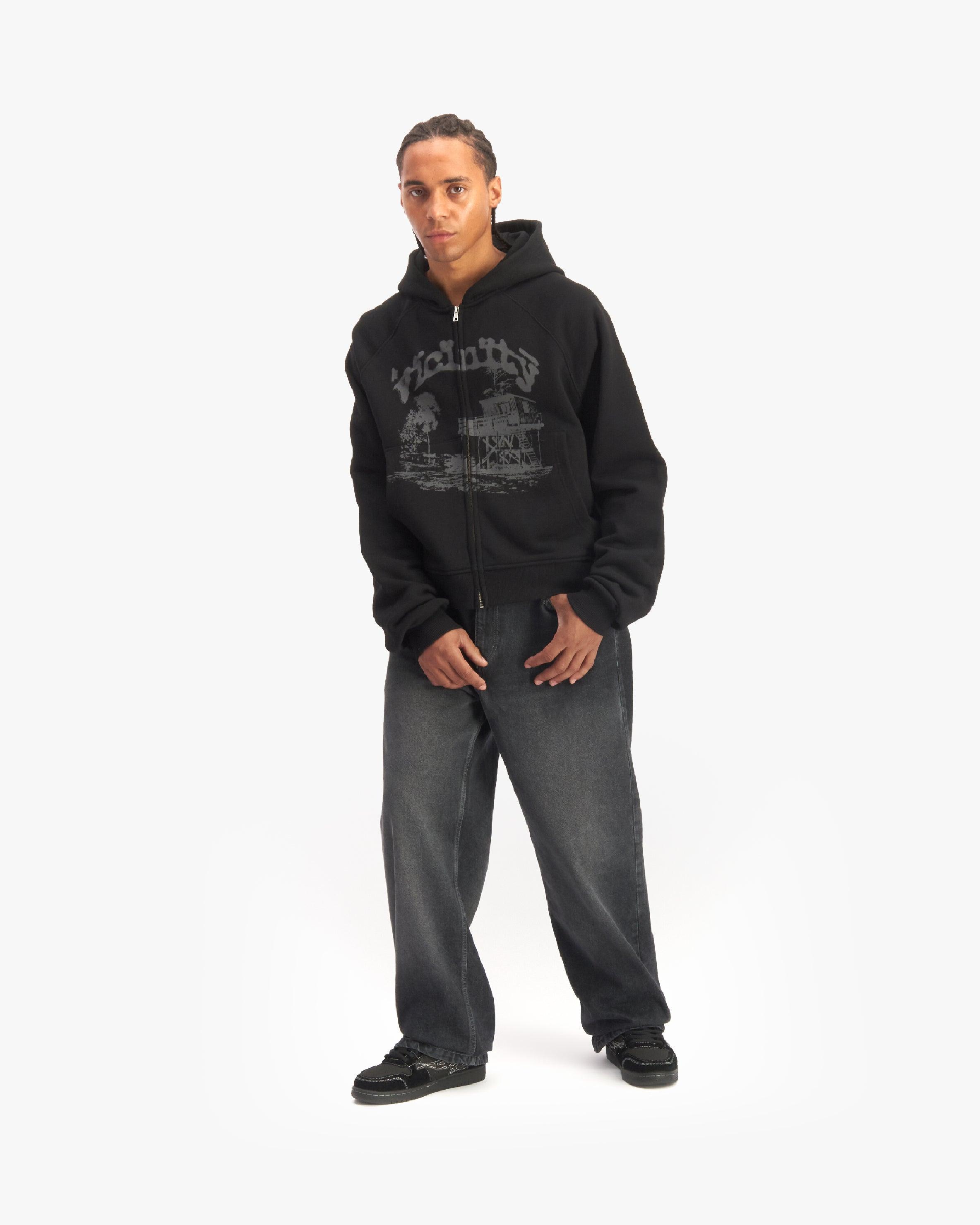 SHOOTING HOUSE ZIP HOODIE BLACK